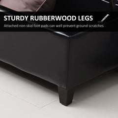 HOMCOM 51" Ottoman Storage Bench, Faux Leather Storage Chest with Lift Top, Tufted Ottoman for Living Room, Entryway, Black