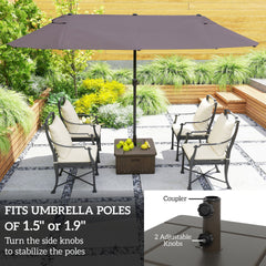 Outsunny 3-in-1 Outdoor Umbrella Base with Wheels and Handles, End Table, Flower Box Planter with Hole, 175 lbs. Capacity, Brown