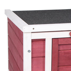 PawHut Small Wooden Rabbit Hutch Bunny Cage Guinea Pig Cage Duck House Dog House with Openable & Waterproof Roof, for Rabbits, Chickens, Ducks, Red