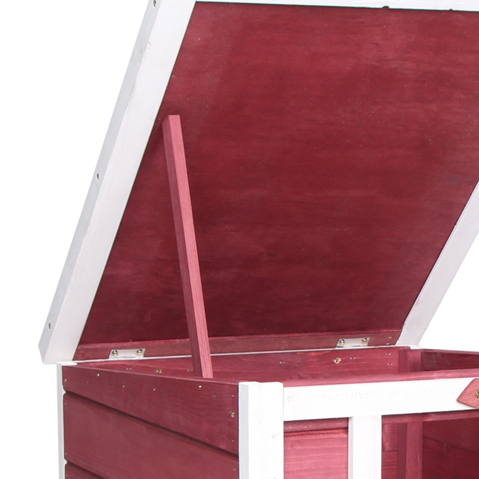 PawHut Small Wooden Rabbit Hutch Bunny Cage Guinea Pig Cage Duck House Dog House with Openable & Waterproof Roof, for Rabbits, Chickens, Ducks, Red