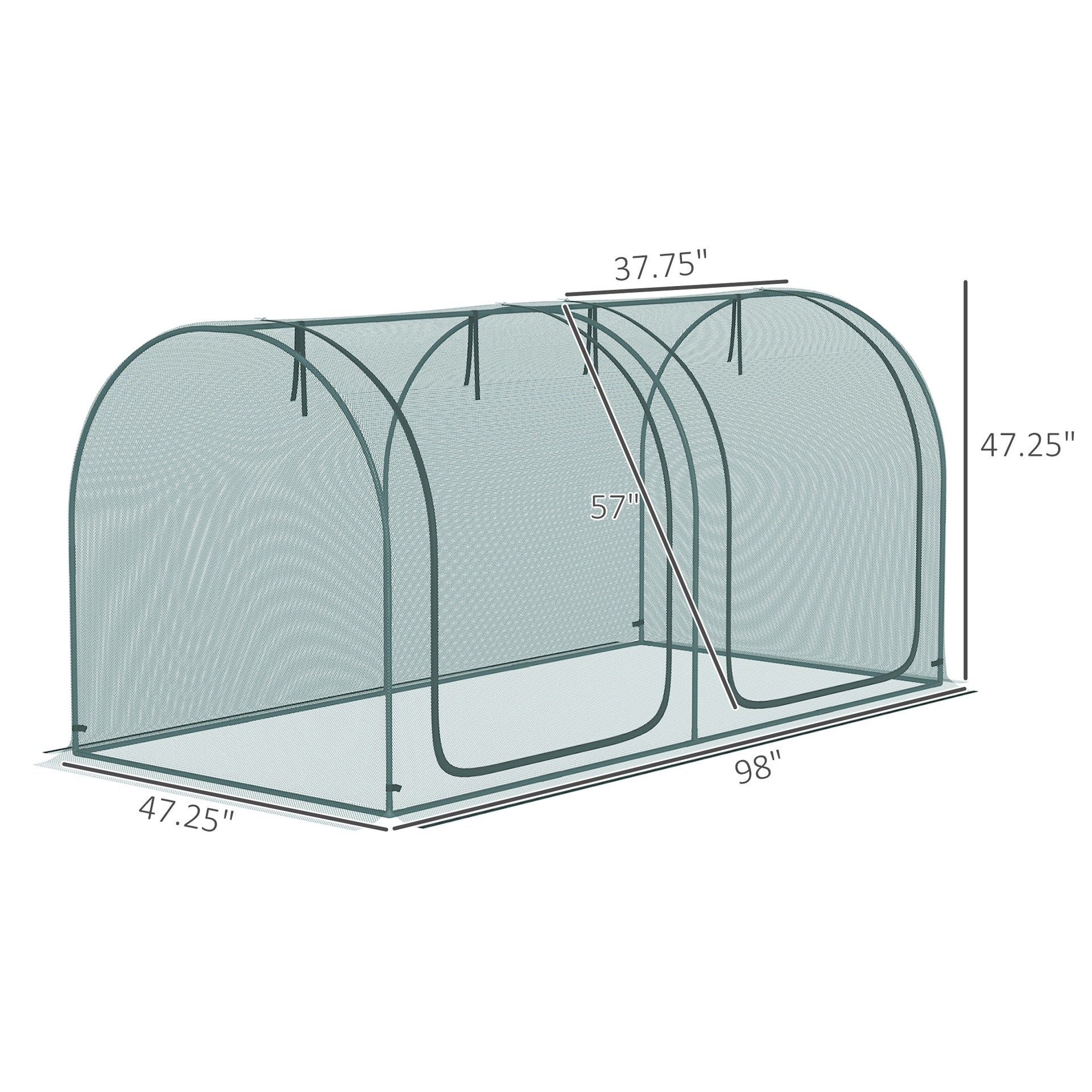 Outsunny 8' x 4' Crop Cage, Plant Protection Tent with Two Zippered Doors, Steel Frame, Storage Bag and 4 Ground Stakes, for Garden, Yard, Lawn, Green