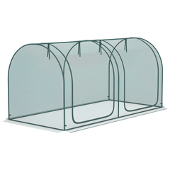 Outsunny 8' x 4' Crop Cage, Plant Protection Tent with Two Zippered Doors, Steel Frame, Storage Bag and 4 Ground Stakes, for Garden, Yard, Lawn, Green
