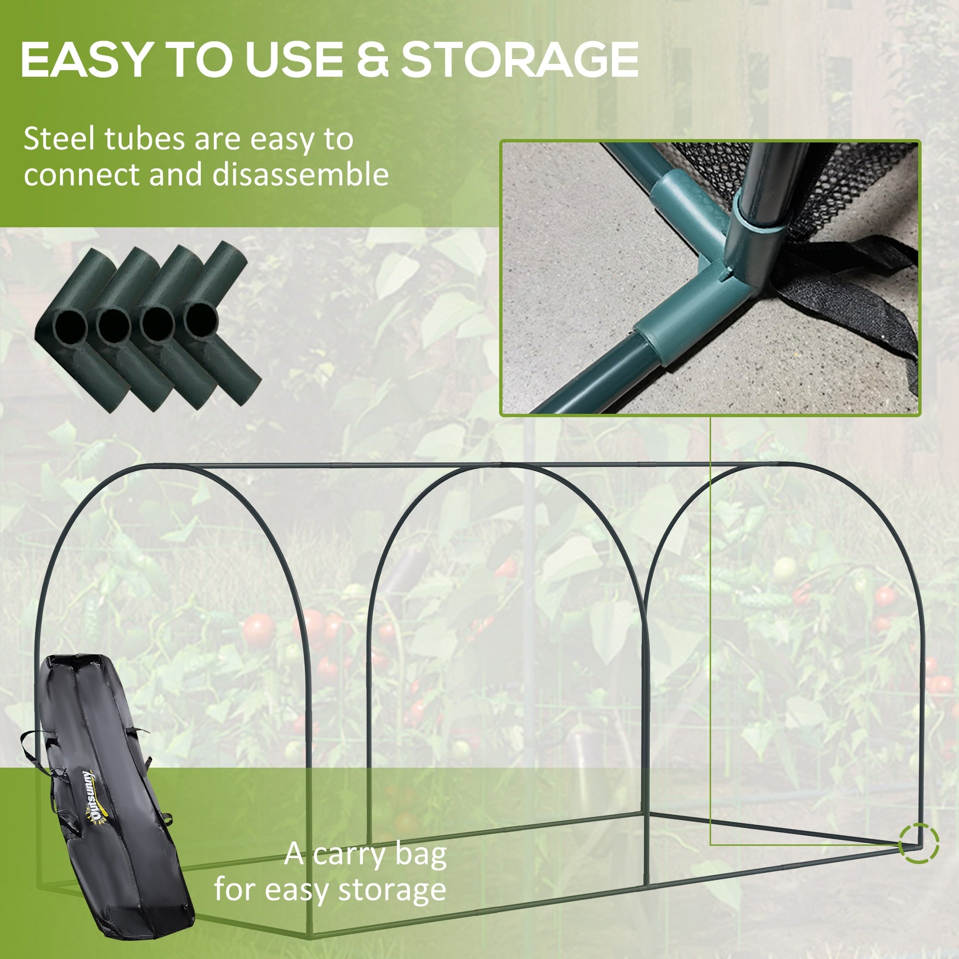Outsunny 8' x 4' Crop Cage, Plant Protection Tent with Two Zippered Doors, Steel Frame, Storage Bag and 4 Ground Stakes, for Garden, Yard, Lawn, Green