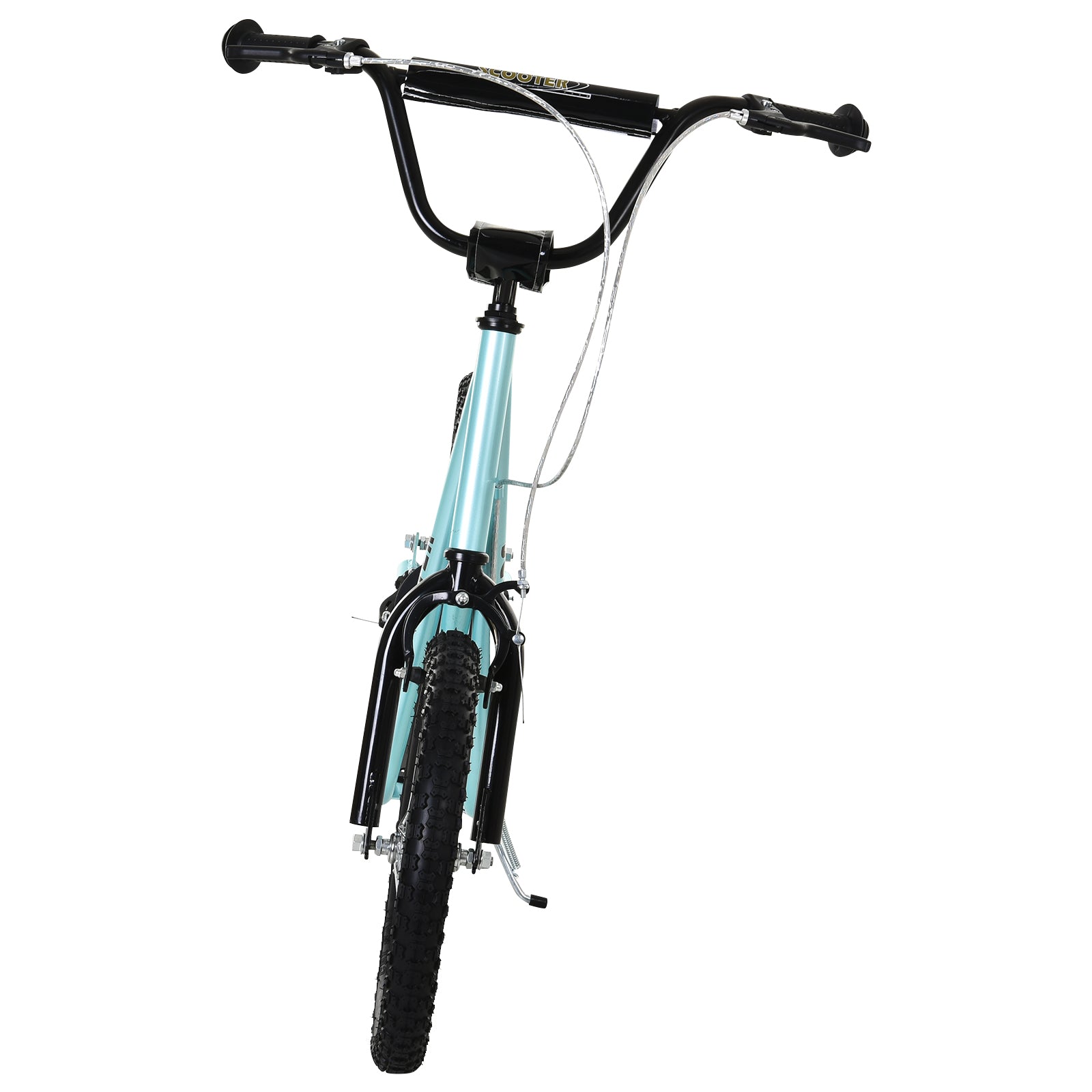 Aosom Youth Scooter Kick Scooter for Kids 5+, Max Load 220 LBS., with Adjustable Handlebar, 16" Inflatable Wheels, Dual Brakes, Blue