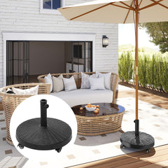 Outsunny 20.5" Heavy Duty Umbrella Stand, 50 lbs. Umbrella Base for 1.5" or 2" Umbrella Poles, Patio Market Stand for Deck, Black