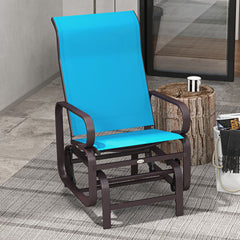 Outsunny Gliding Lounger Chair, Single Rocker with Lightweight Metal & Mesh Construction, Blue
