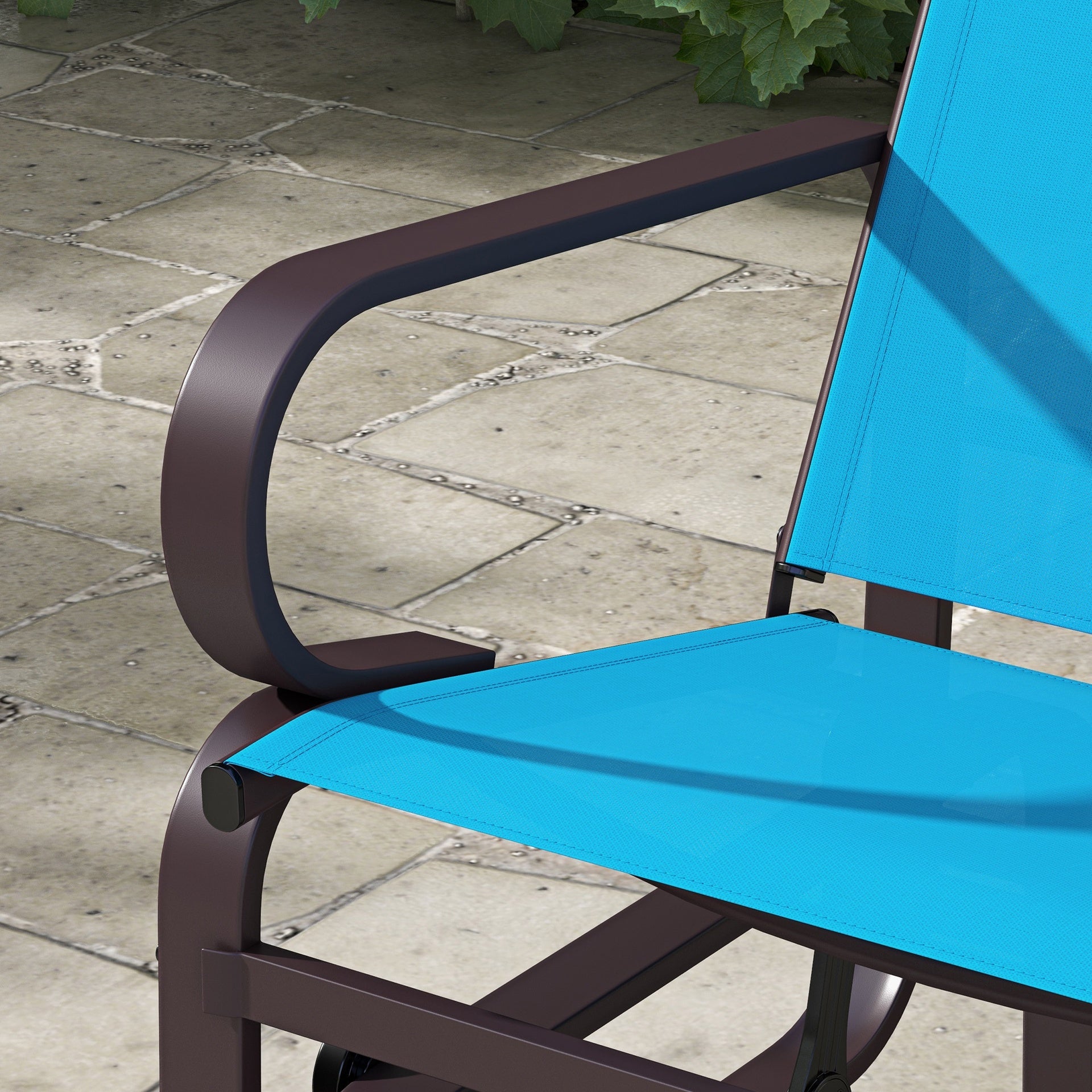 Outsunny Gliding Lounger Chair, Single Rocker with Lightweight Metal & Mesh Construction, Blue