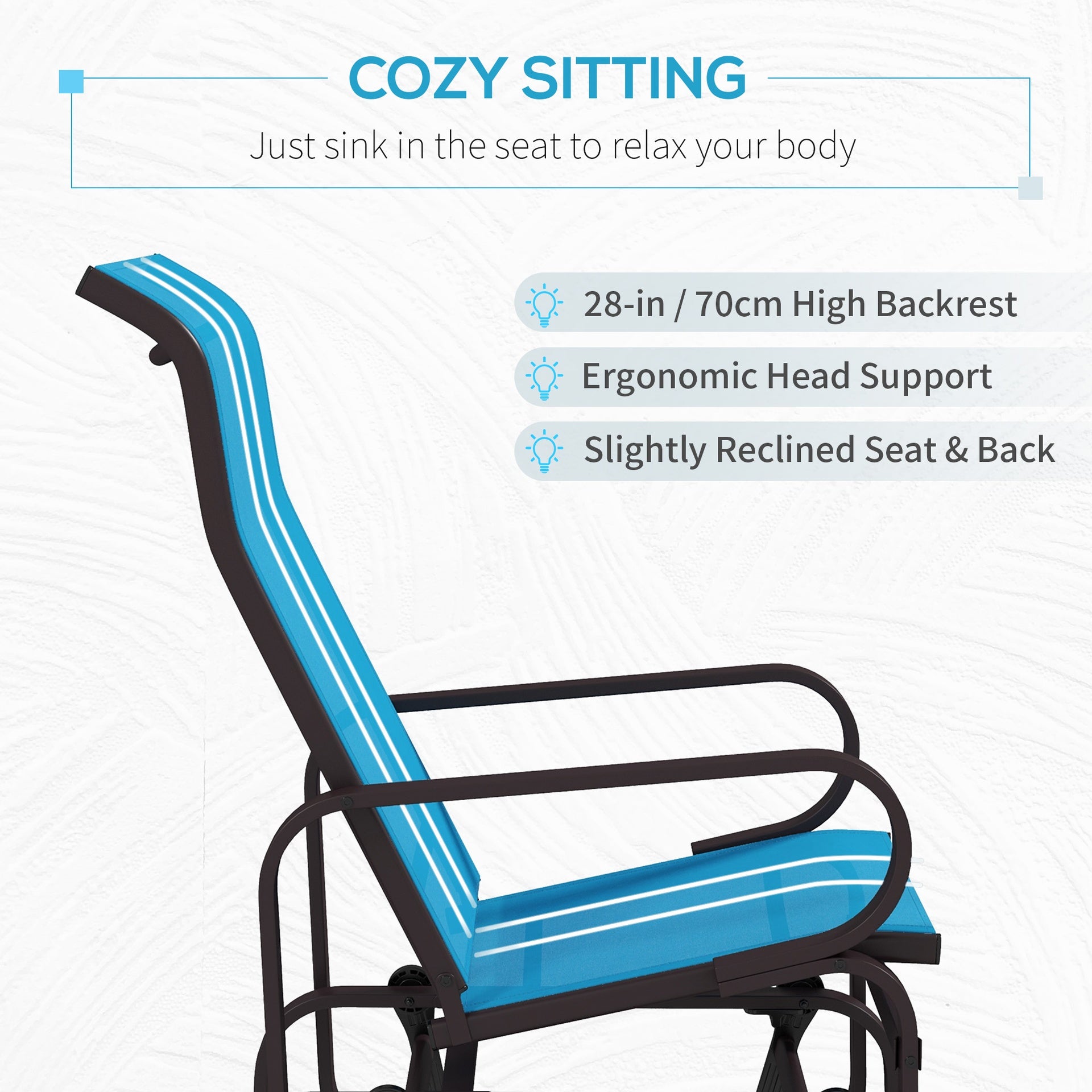 Outsunny Gliding Lounger Chair, Single Rocker with Lightweight Metal & Mesh Construction, Blue