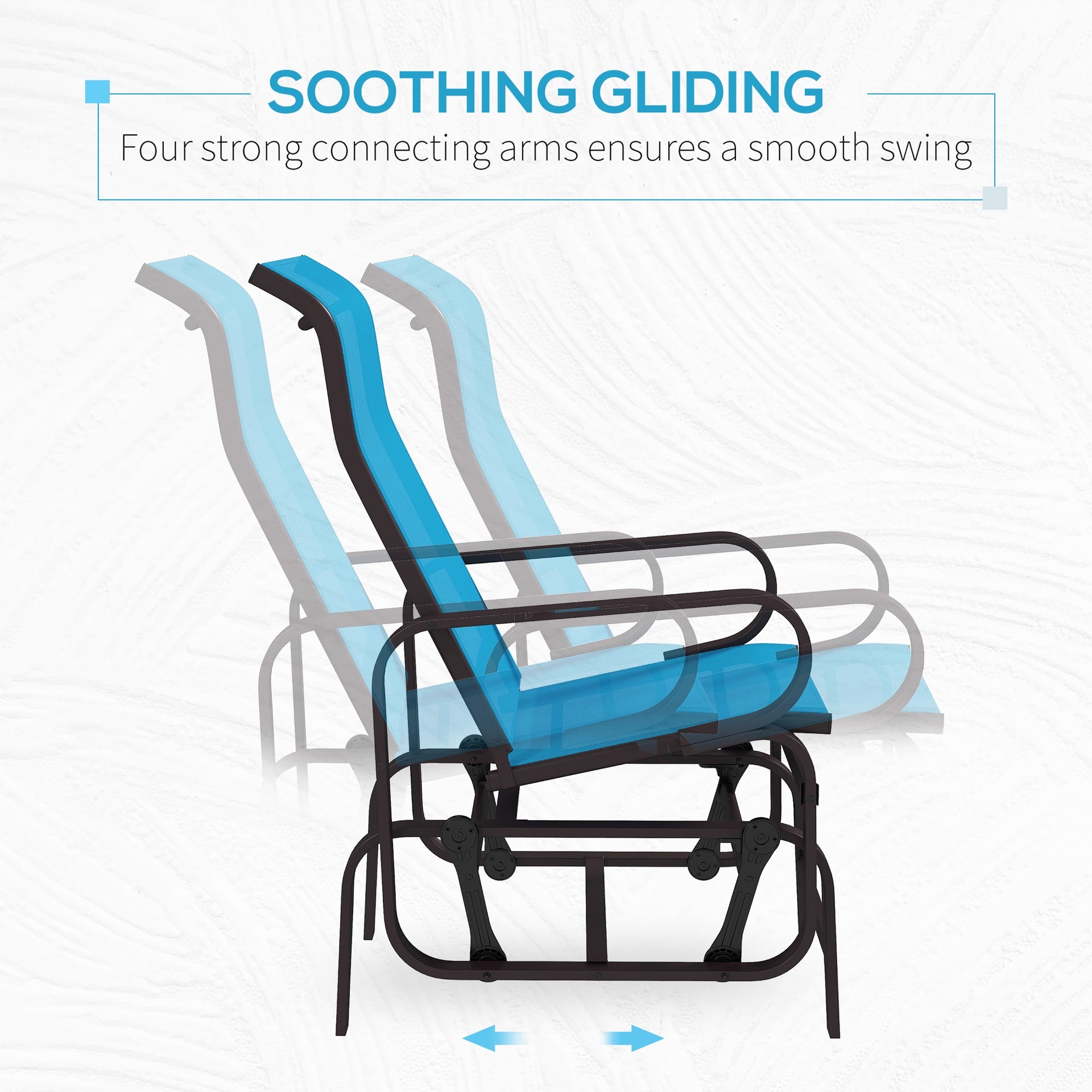 Outsunny Gliding Lounger Chair, Single Rocker with Lightweight Metal & Mesh Construction, Blue