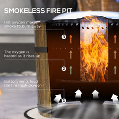 Outsunny Smokeless Fire Pit, Portable Camping Bonfire Stove with Mat for Backyard, Patio, Picnic, Magnesium Oxide, Brown