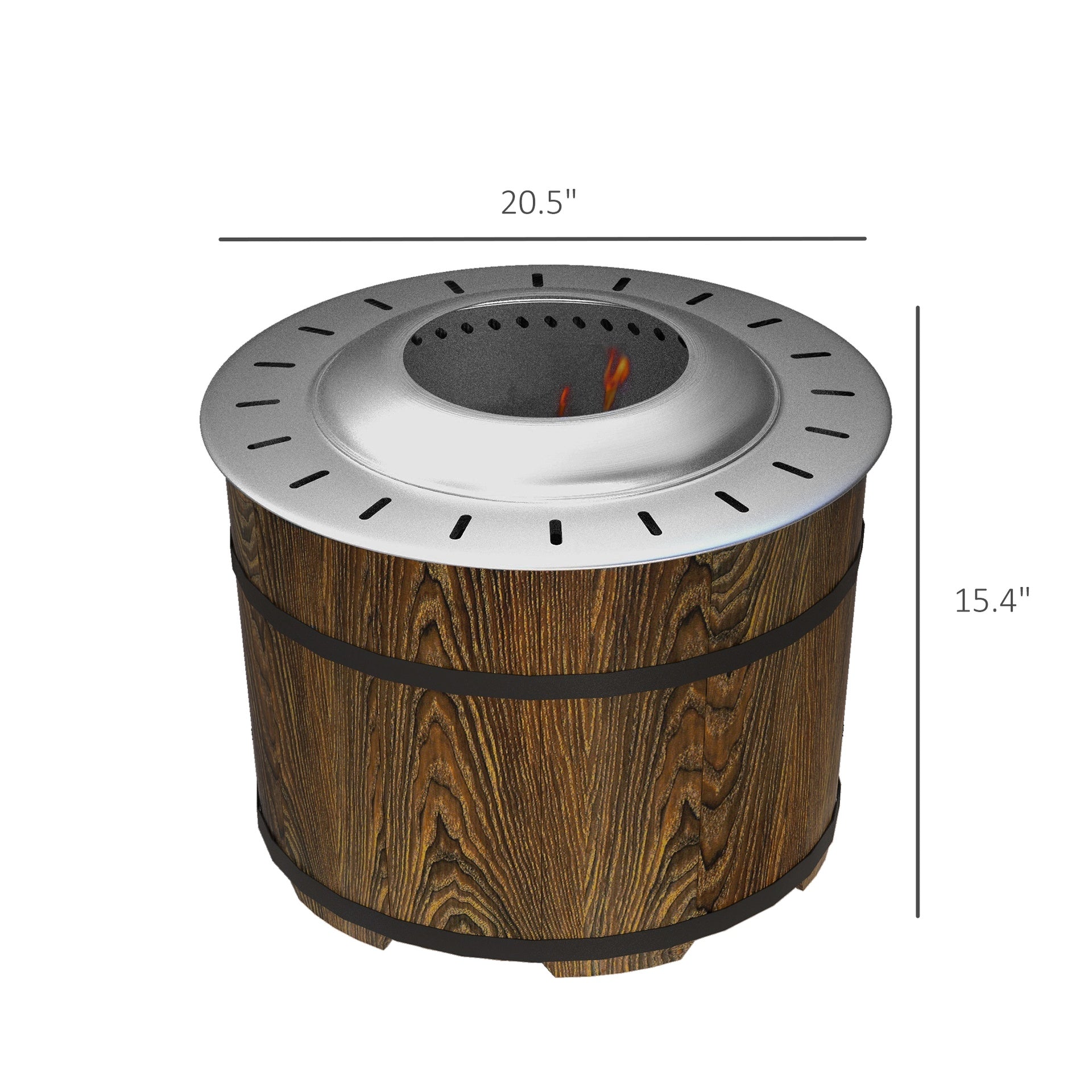 Outsunny Smokeless Fire Pit, Portable Camping Bonfire Stove with Mat for Backyard, Patio, Picnic, Magnesium Oxide, Brown