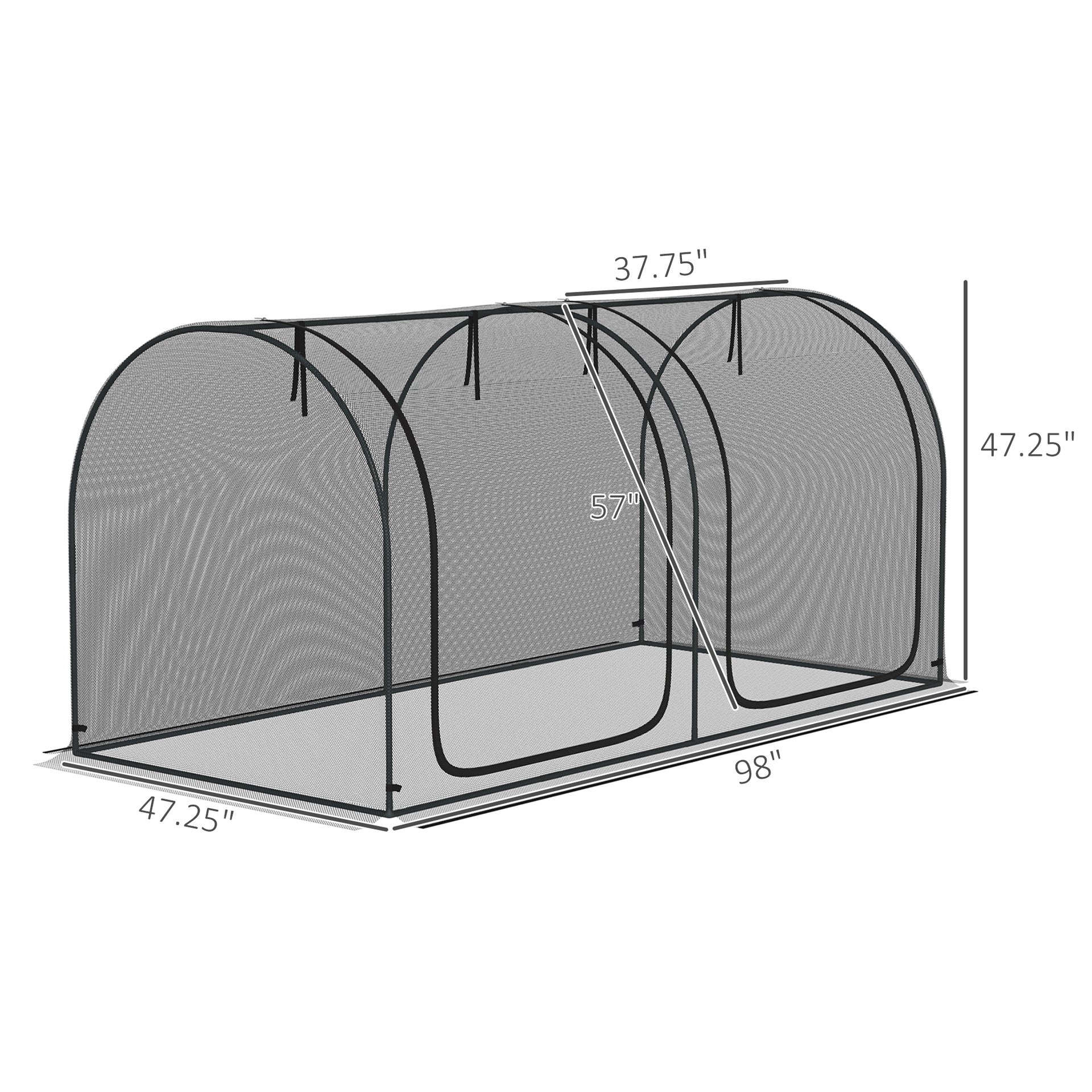 Outsunny 8' x 4' Crop Cage, Plant Protection Tent with Two Zippered Doors, Steel Frame, Storage Bag and 4 Ground Stakes, for Garden, Yard, Lawn, Black