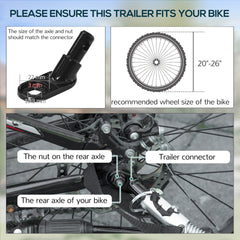 Aosom Bike Trailer, Foldable Bicycle Trailer with16 Inch Pneumatic Tire, Universal Coupler, Foldable Frame and Safe Reflectors Design, Large Load Capacity, Black
