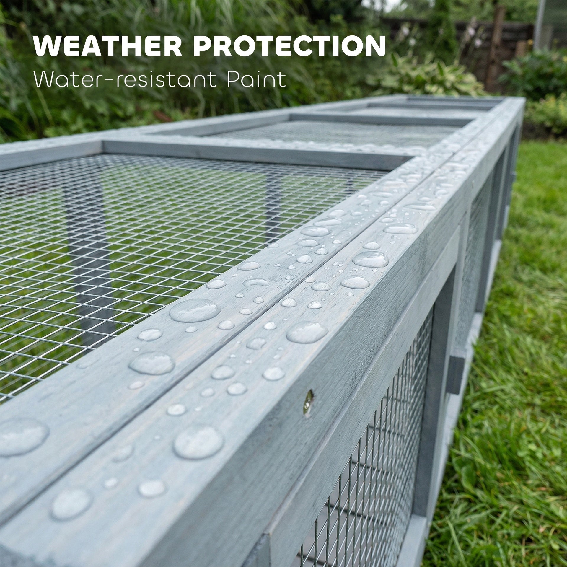 PawHut Wooden Cat Run with Weather Protection, Connecting Inside and Outside, 79"L x 15"W x 15"H, Dark Gray