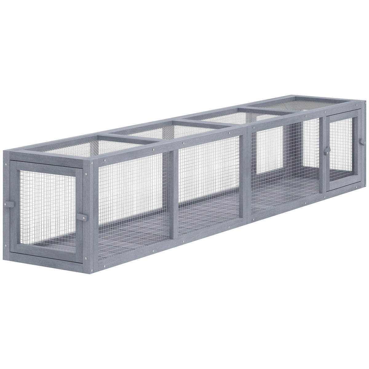 PawHut Wooden Cat Run with Weather Protection, Connecting Inside and Outside, 79"L x 15"W x 15"H, Dark Gray