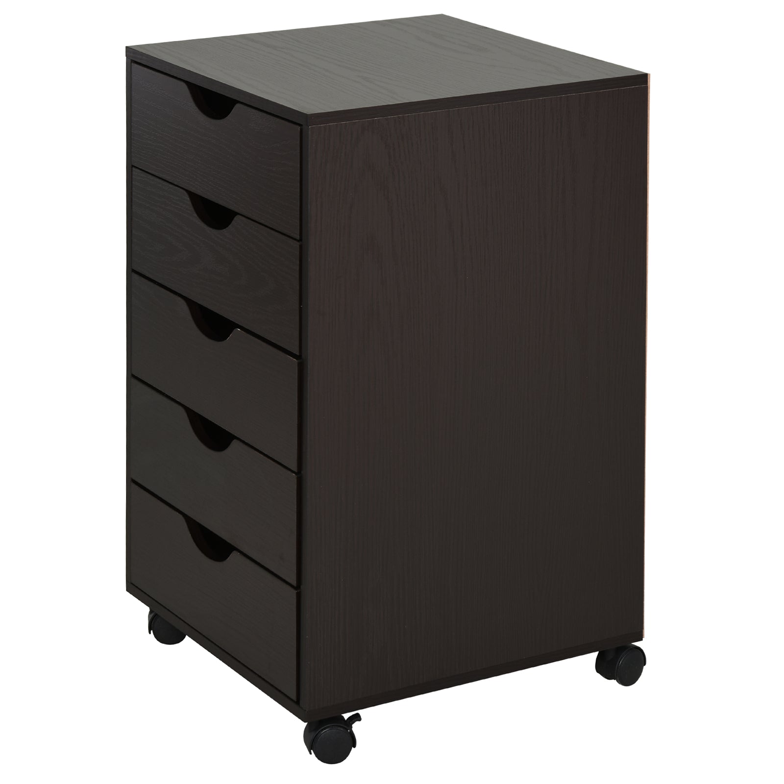 HOMCOM 5 Drawer File Cabinet Storage Organizer Filing Cabinet with Nordic Minimalist Modern Style & Wheels, Brown