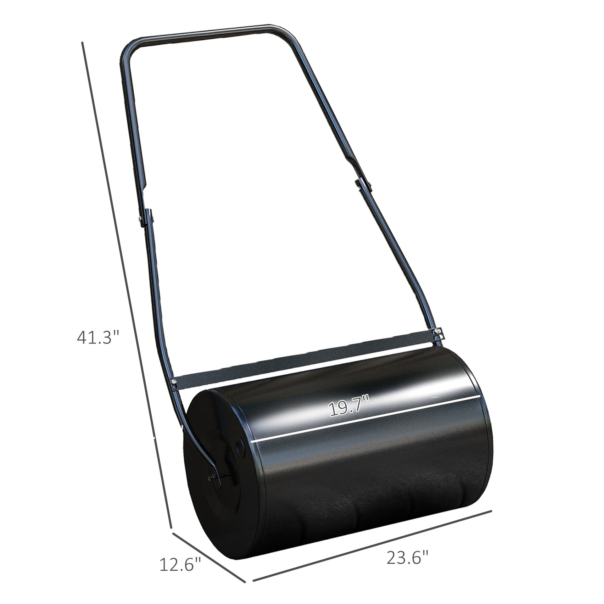 DURHAND 38L Heavy Duty Push/Tow Behind Lawn Roller, U-handle Garden Roller Filled with Water or Sand