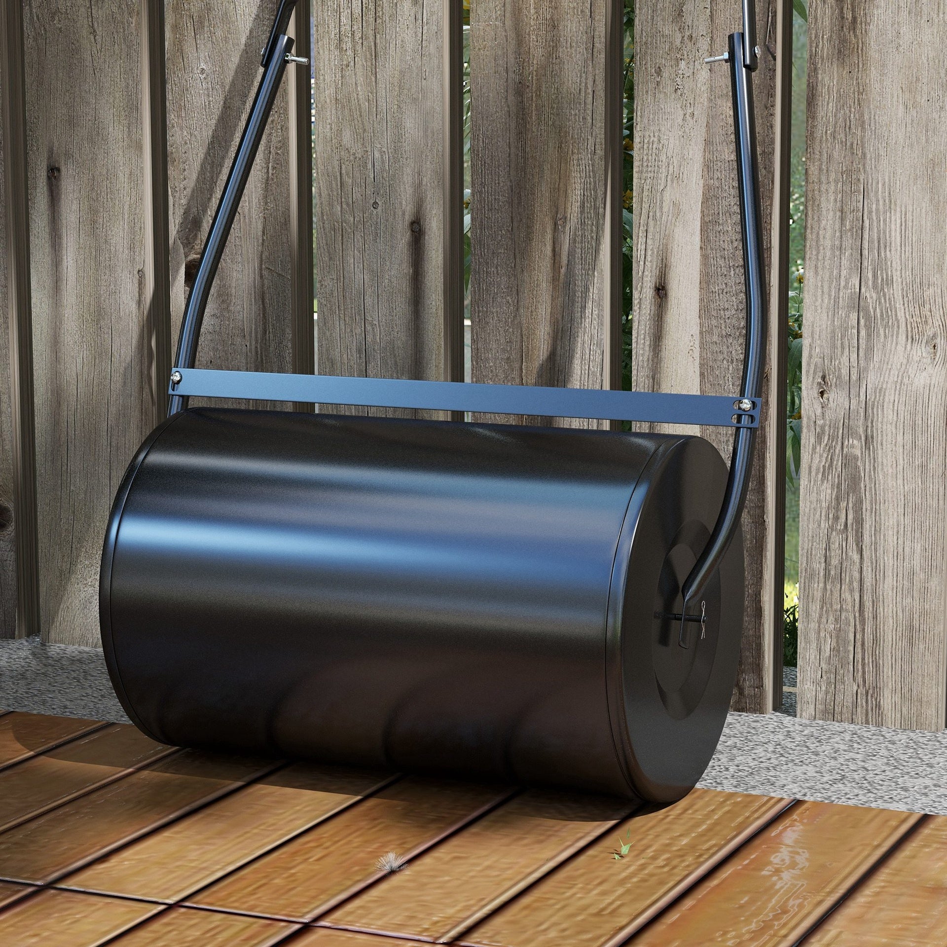 DURHAND 38L Heavy Duty Push/Tow Behind Lawn Roller, U-handle Garden Roller Filled with Water or Sand