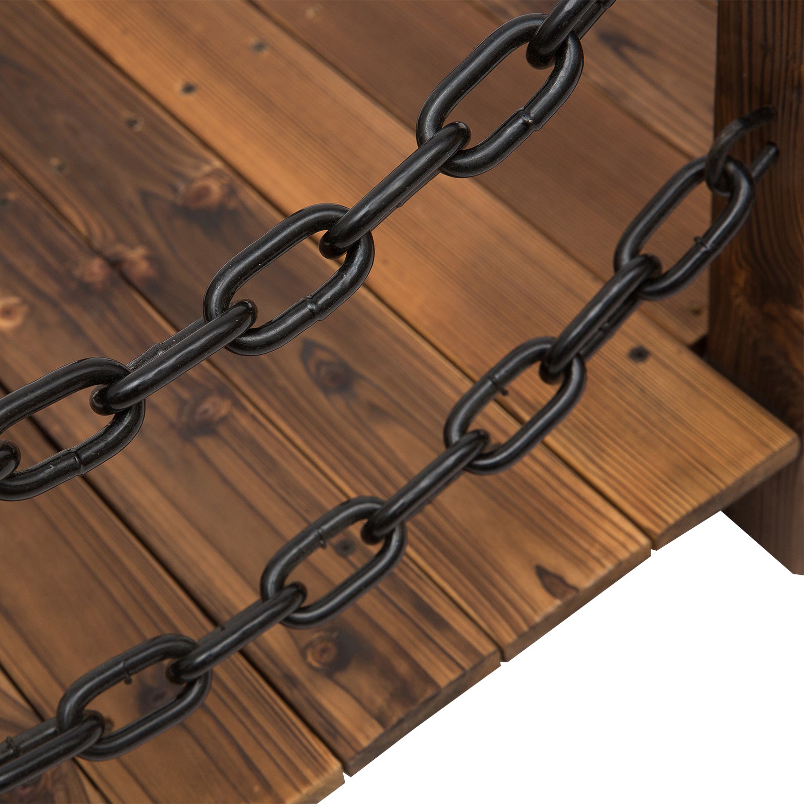 Outsunny 5 ft Wooden Garden Bridge Arc Footbridge with Metal Chain Railings & Solid Fir Construction, Carbonized
