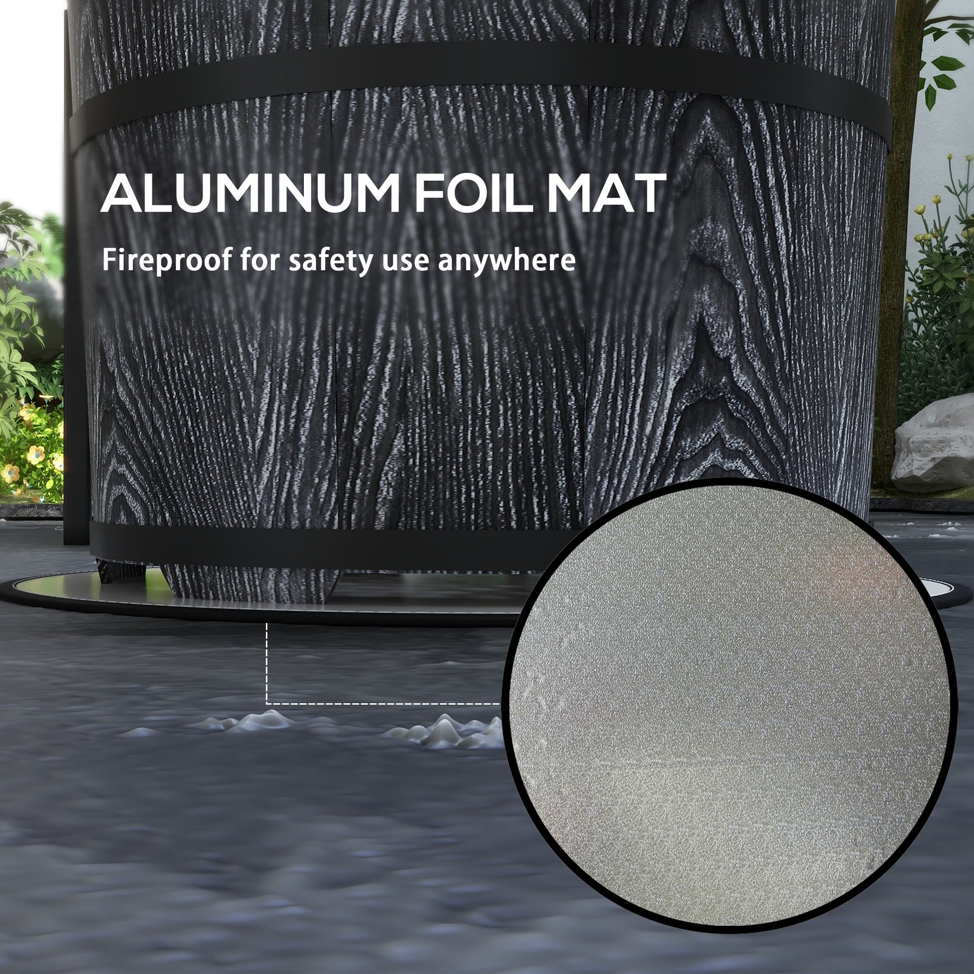 Outsunny Smokeless Fire Pit, Portable Camping Bonfire Stove with Mat for Backyard, Patio, Picnic, Magnesium Oxide, Black