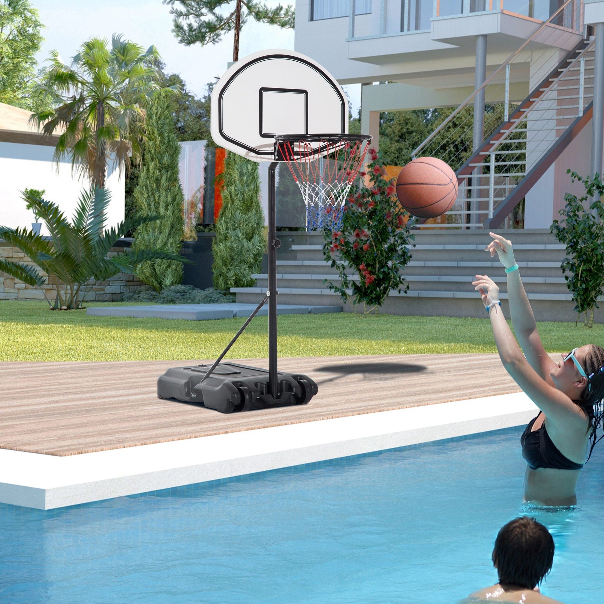Aosom Height Adjustable Basketball Hoop, Portable Basketball Stand, 30" Backboard, Indoor Outdoor Goals Set for Kids Youth Adults