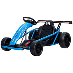 Qaba 24V 7AH Kids Electric Go Kart, 8.1 MPH Battery Powered Drift Kart with Dual Motors, Soft Start for 8-12 Years, Blue