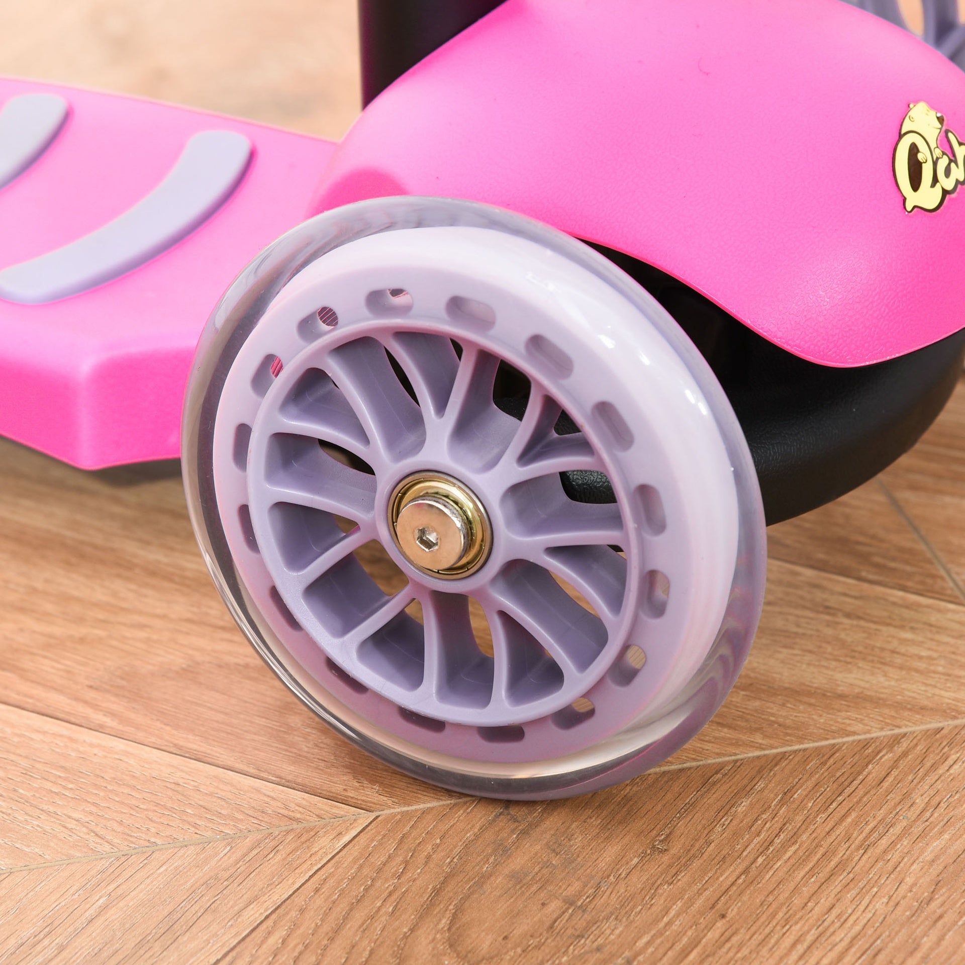 Qaba 3-in-1 Ride On Push Car, Kids Scooter, Sliding Walker, Push Rider, with Adjustable Handlebar, 3 Balanced Wheels, Removable Storage Seat, for Boys and Girls Aged 2-6 Years Olds, Pink