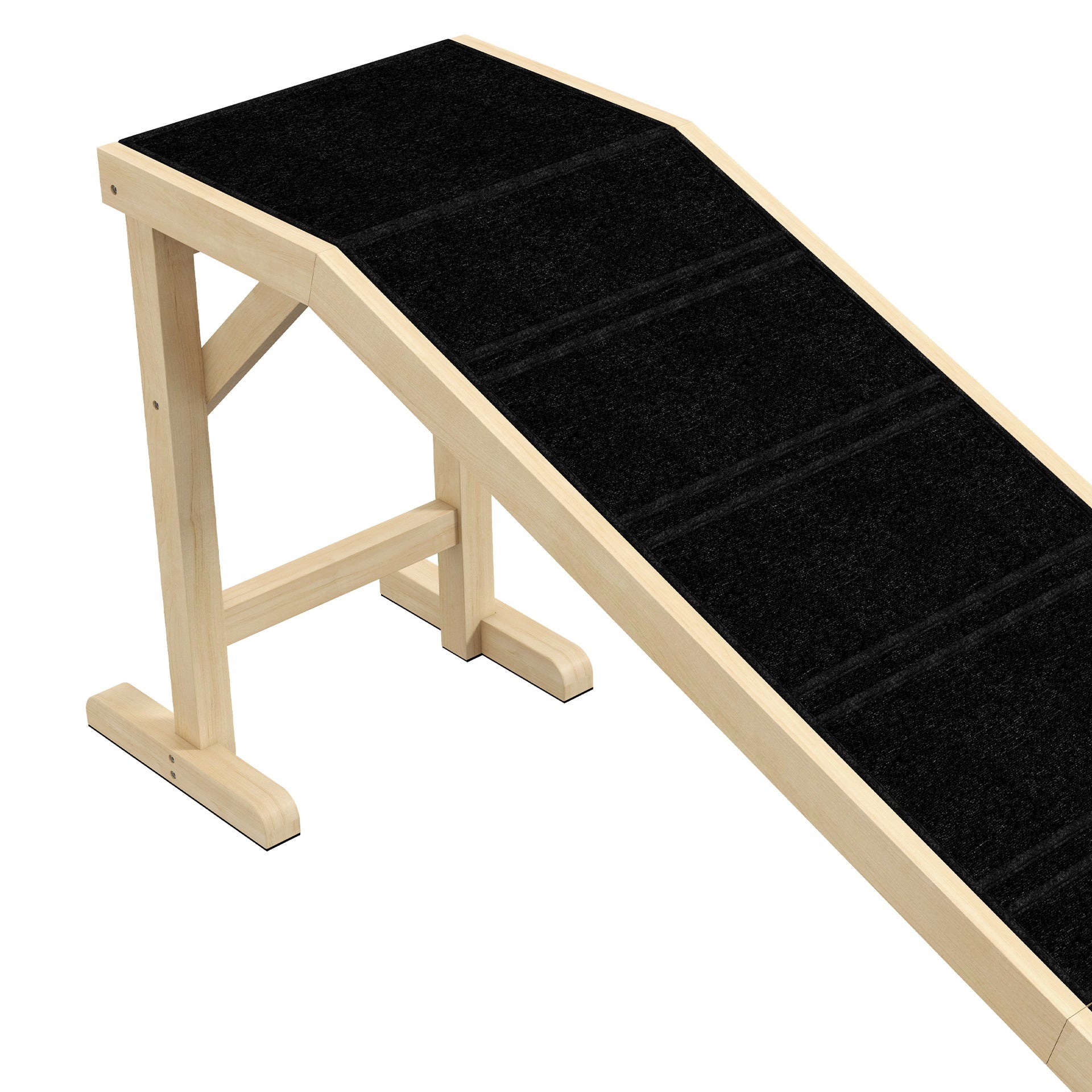 PawHut Dog Ramp for Bed, Pet Ramp for Dogs with Non-Slip Carpet and Top Platform, 74" x 16" x 25", Natural
