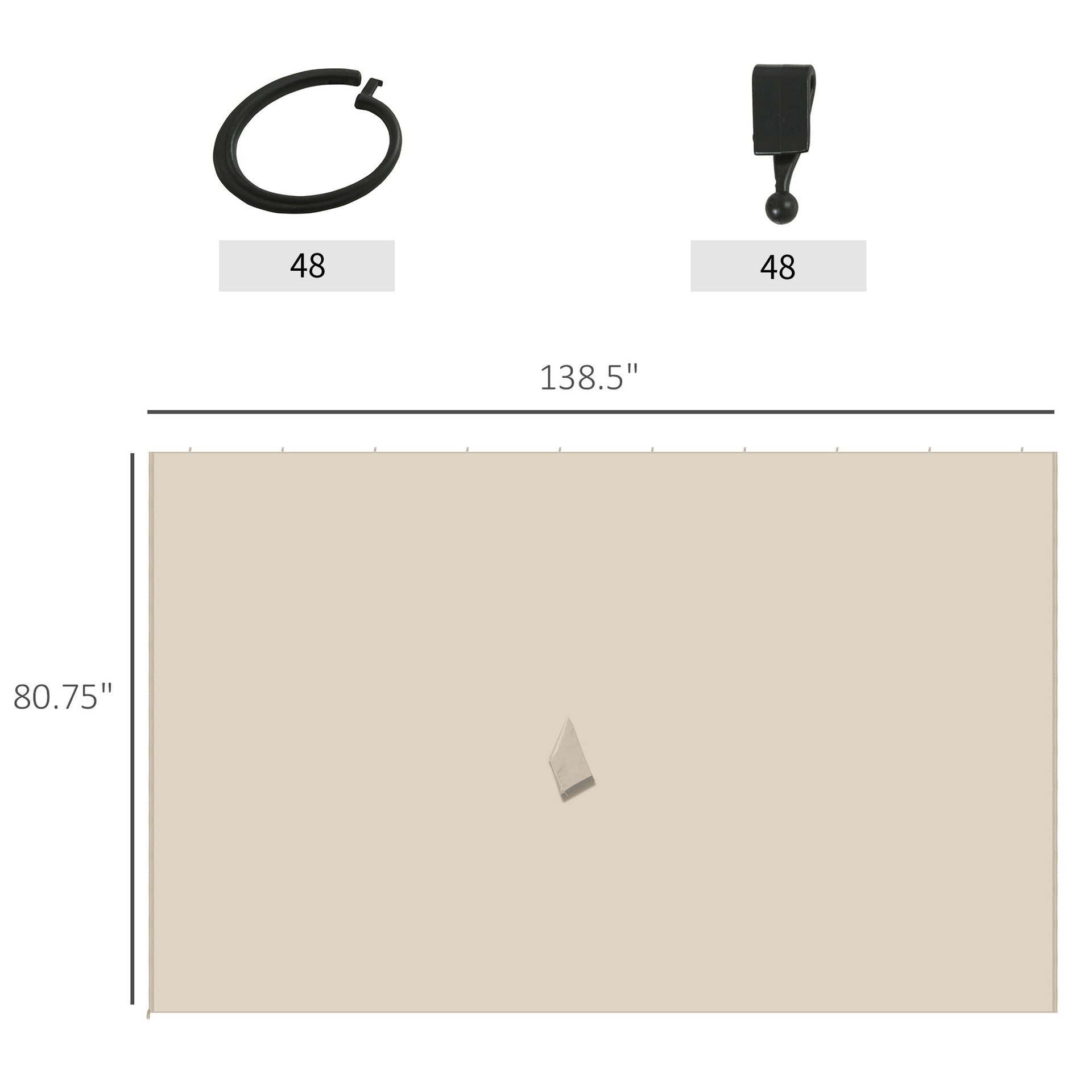 Outsunny 9.84' x 13.1' Gazebo Sidewall Set with Hooks/C-Rings, Beige