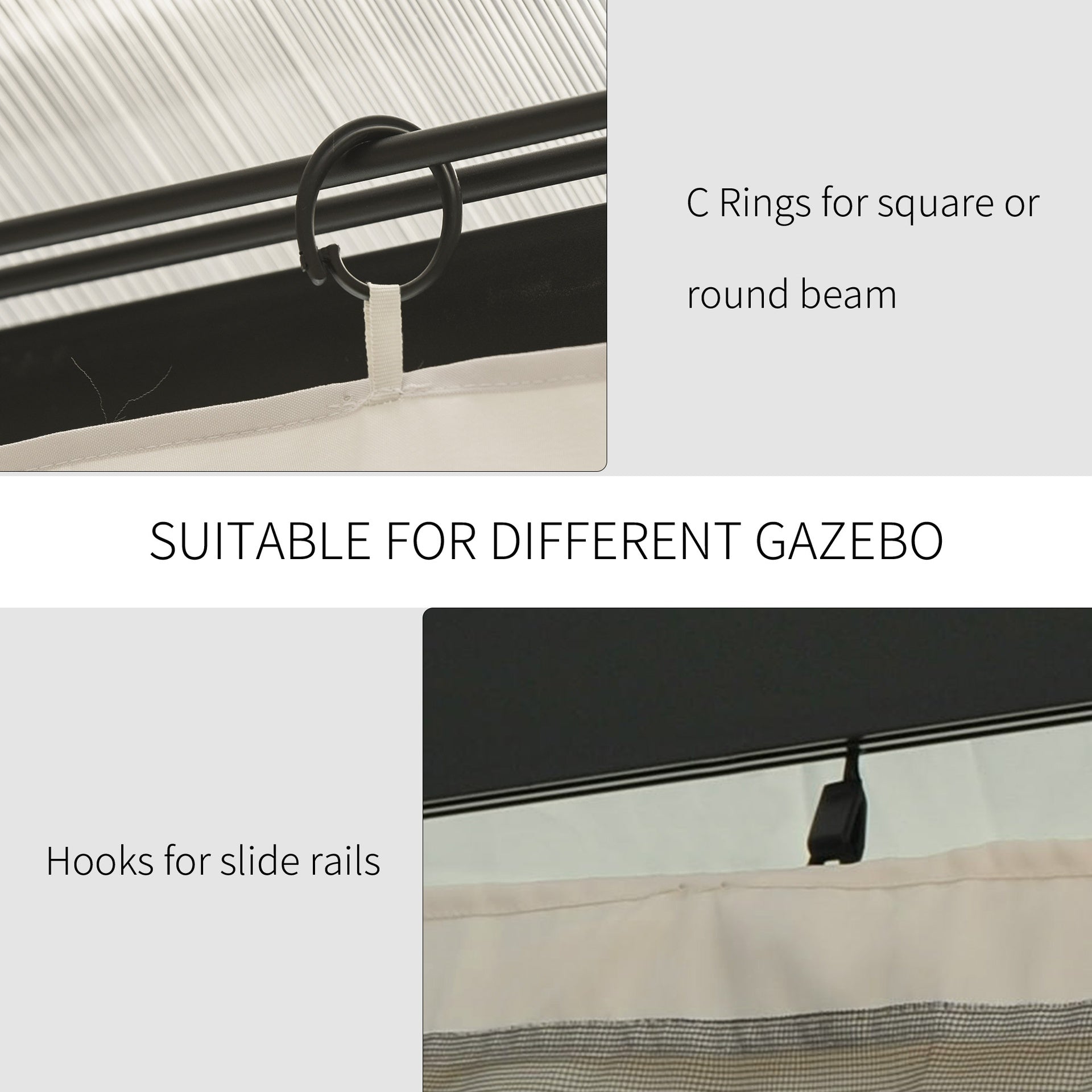 Outsunny 9.84' x 13.1' Gazebo Sidewall Set with Hooks/C-Rings, Beige