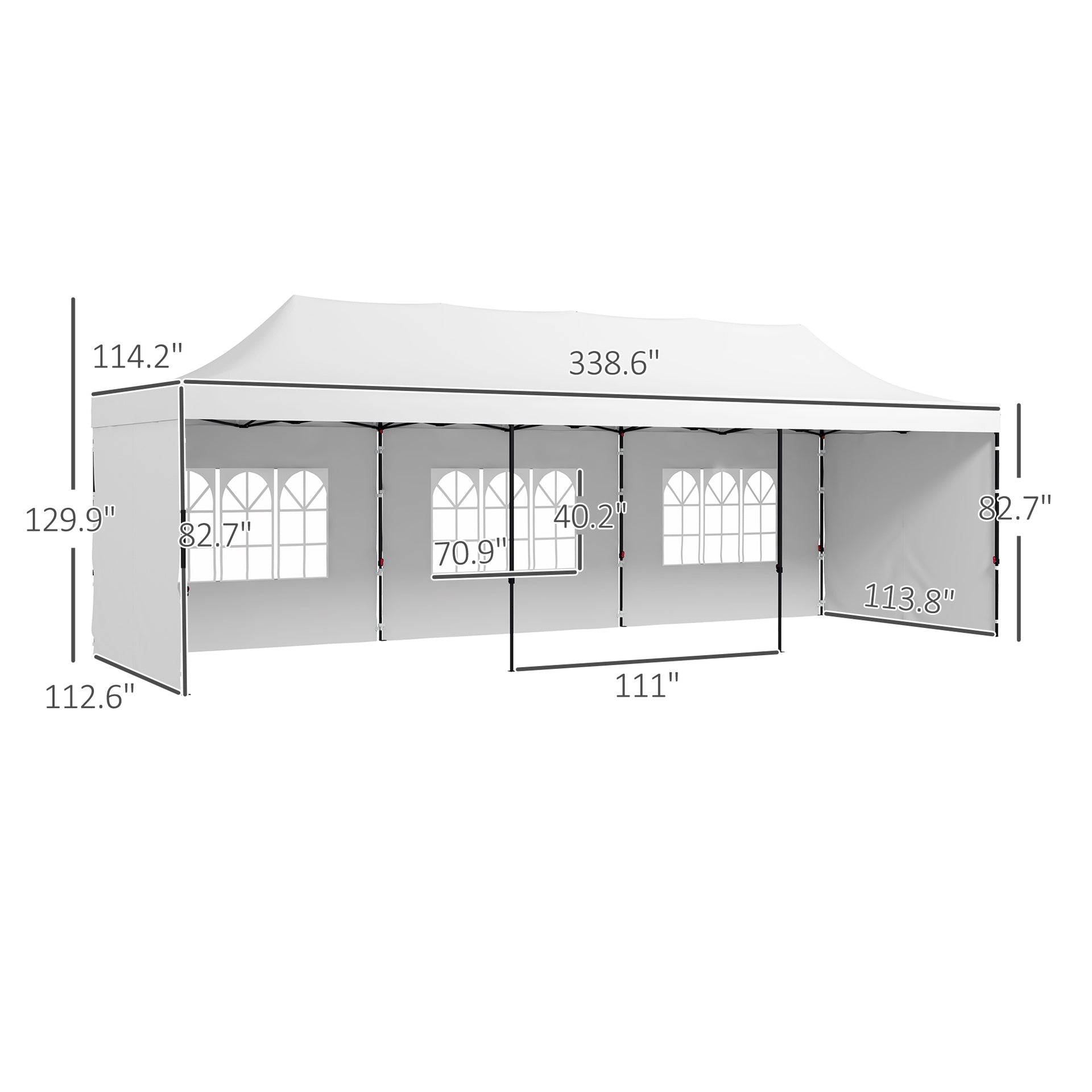Outsunny 9.5' x 28' Pop Up Canopy Tent, Instant Tent for Parties, Height Adjustable, with Carry Bag and Sand Bags