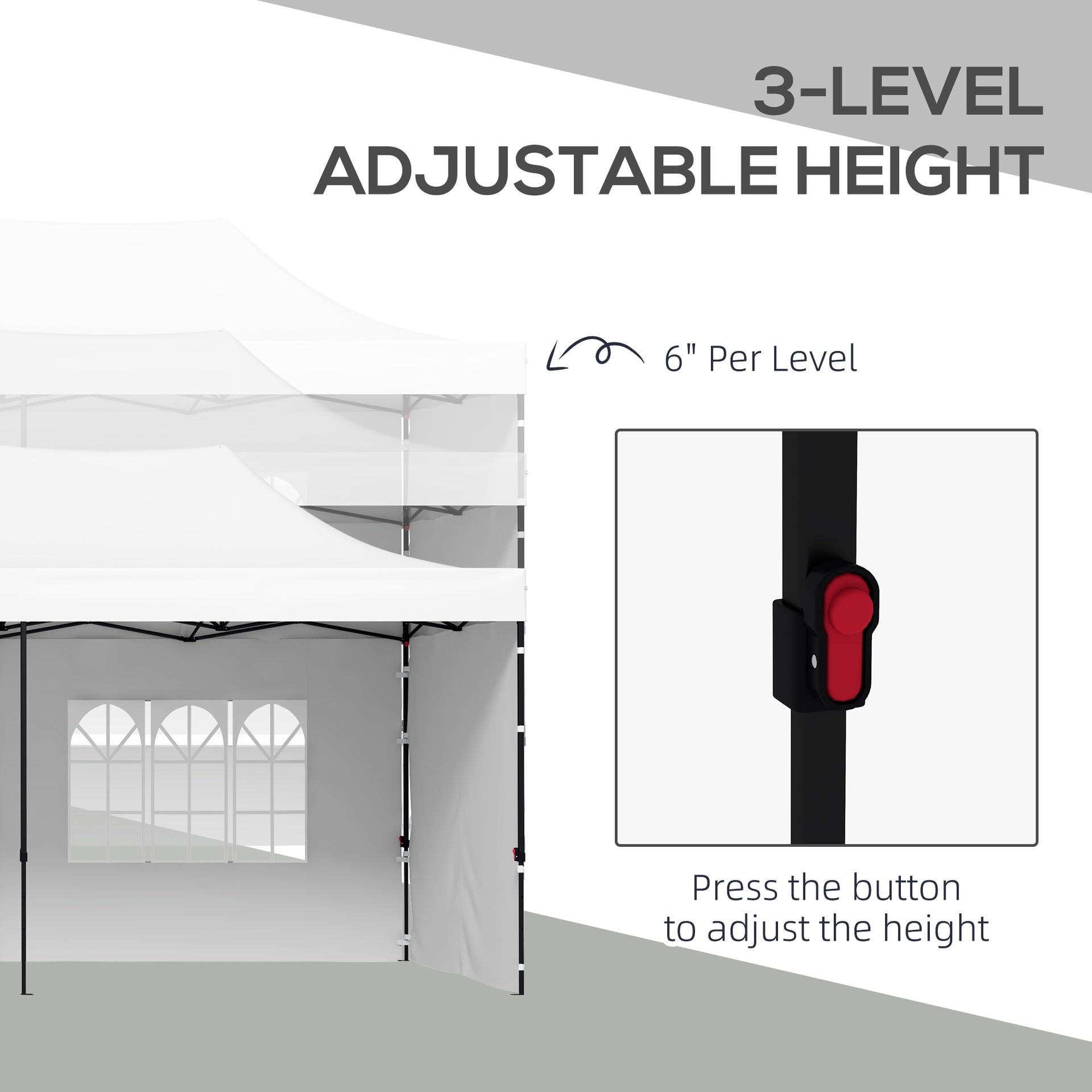 Outsunny 9.5' x 28' Pop Up Canopy Tent, Instant Tent for Parties, Height Adjustable, with Carry Bag and Sand Bags
