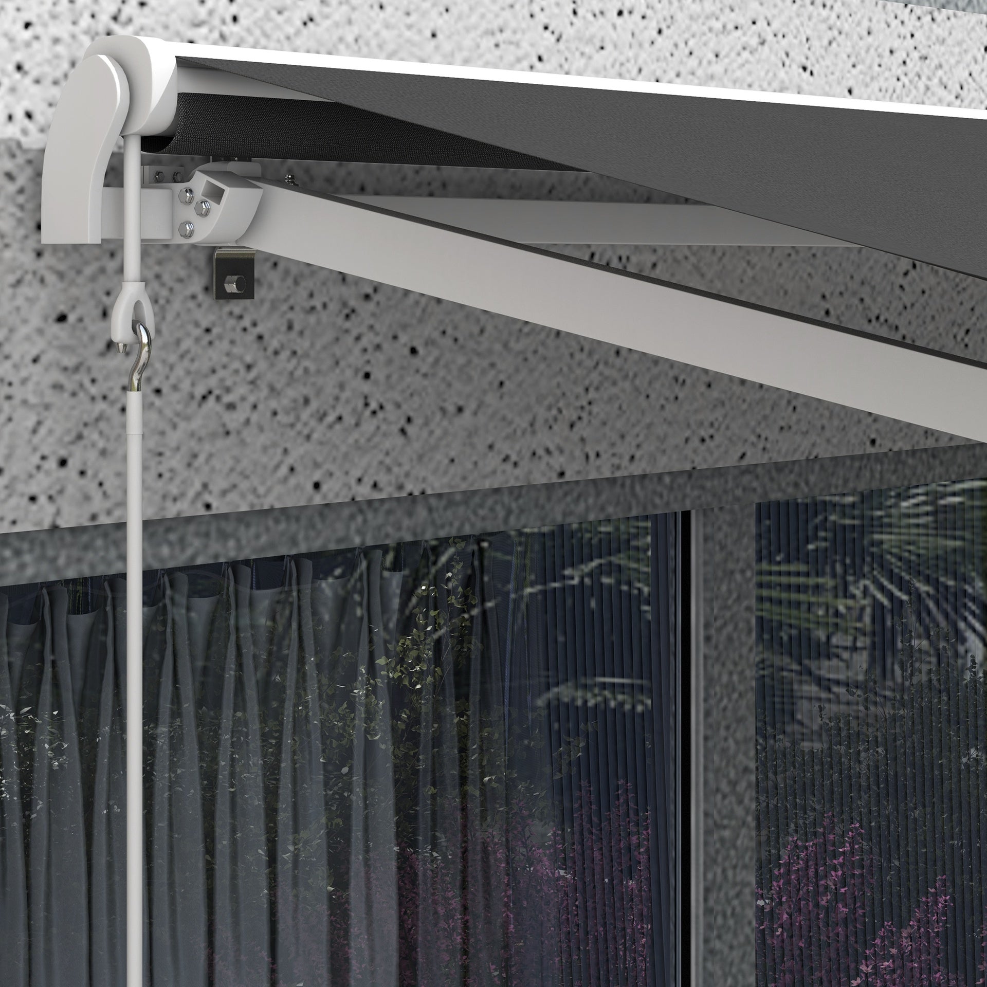 Outsunny 10' x 8' Electric Retractable Awning, Sun Shade Shelter，Remote Controller and Crank Handle for Deck, Balcony, Yard,