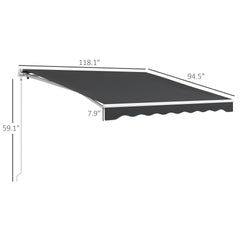 Outsunny 10' x 8' Electric Retractable Awning, Sun Shade Shelter，Remote Controller and Crank Handle for Deck, Balcony, Yard,