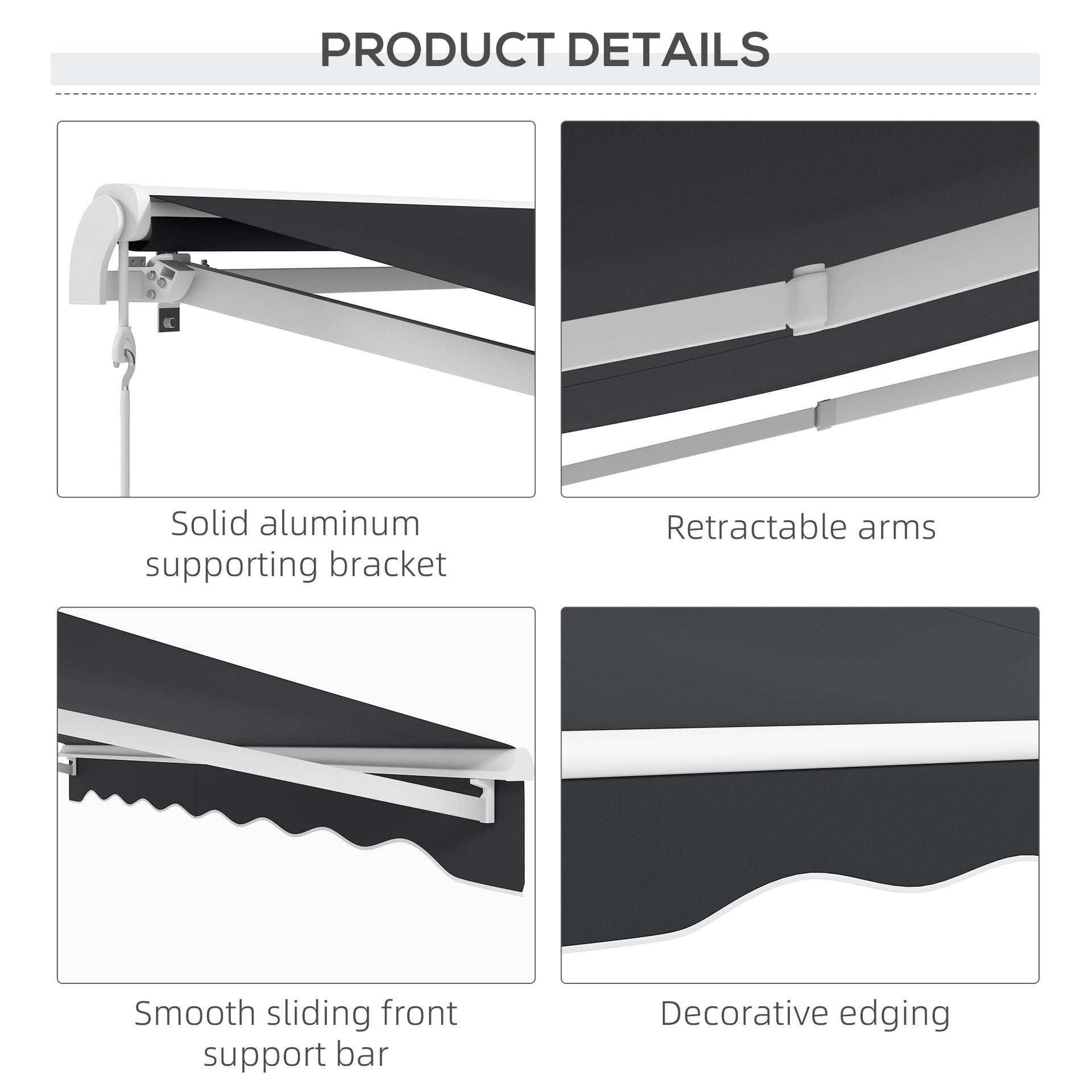 Outsunny 10' x 8' Electric Retractable Awning, Sun Shade Shelter，Remote Controller and Crank Handle for Deck, Balcony, Yard,