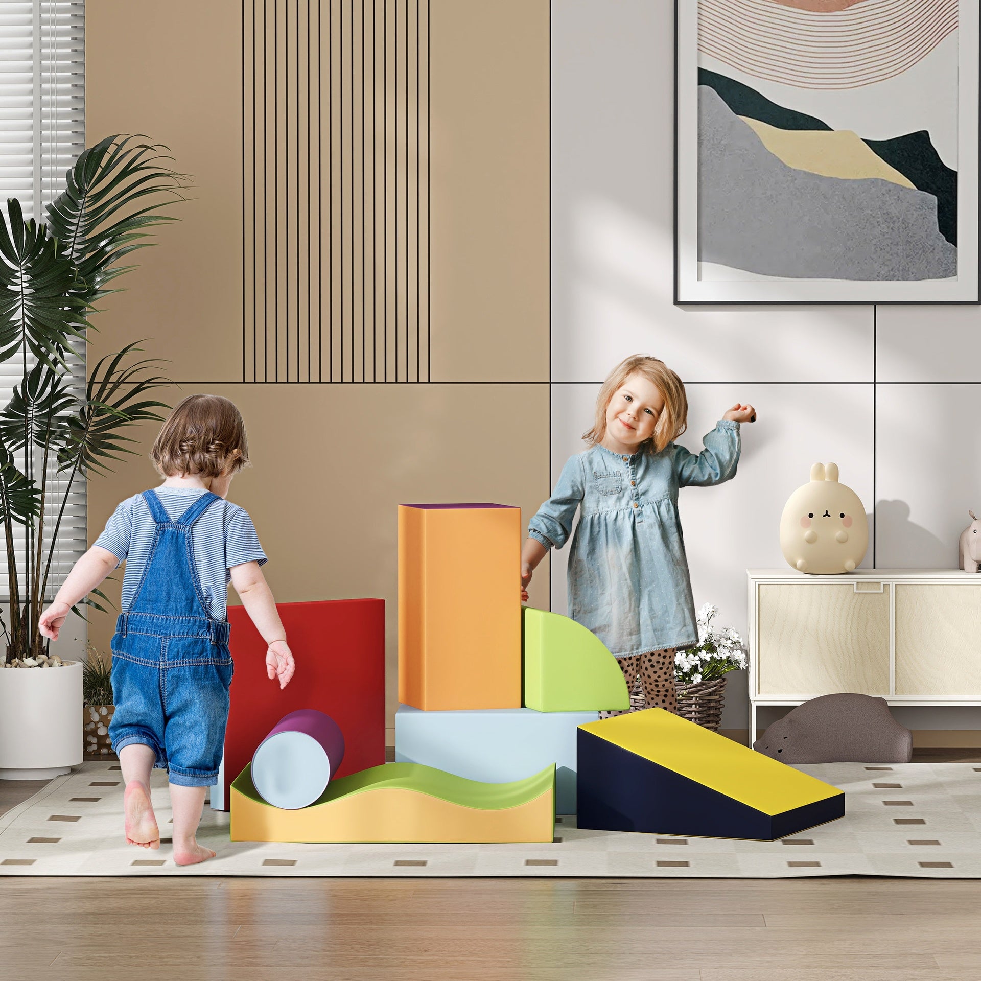 Soozier 7 Piece Climb and Crawl Activity Play Set Soft for Toddler, Contemporary