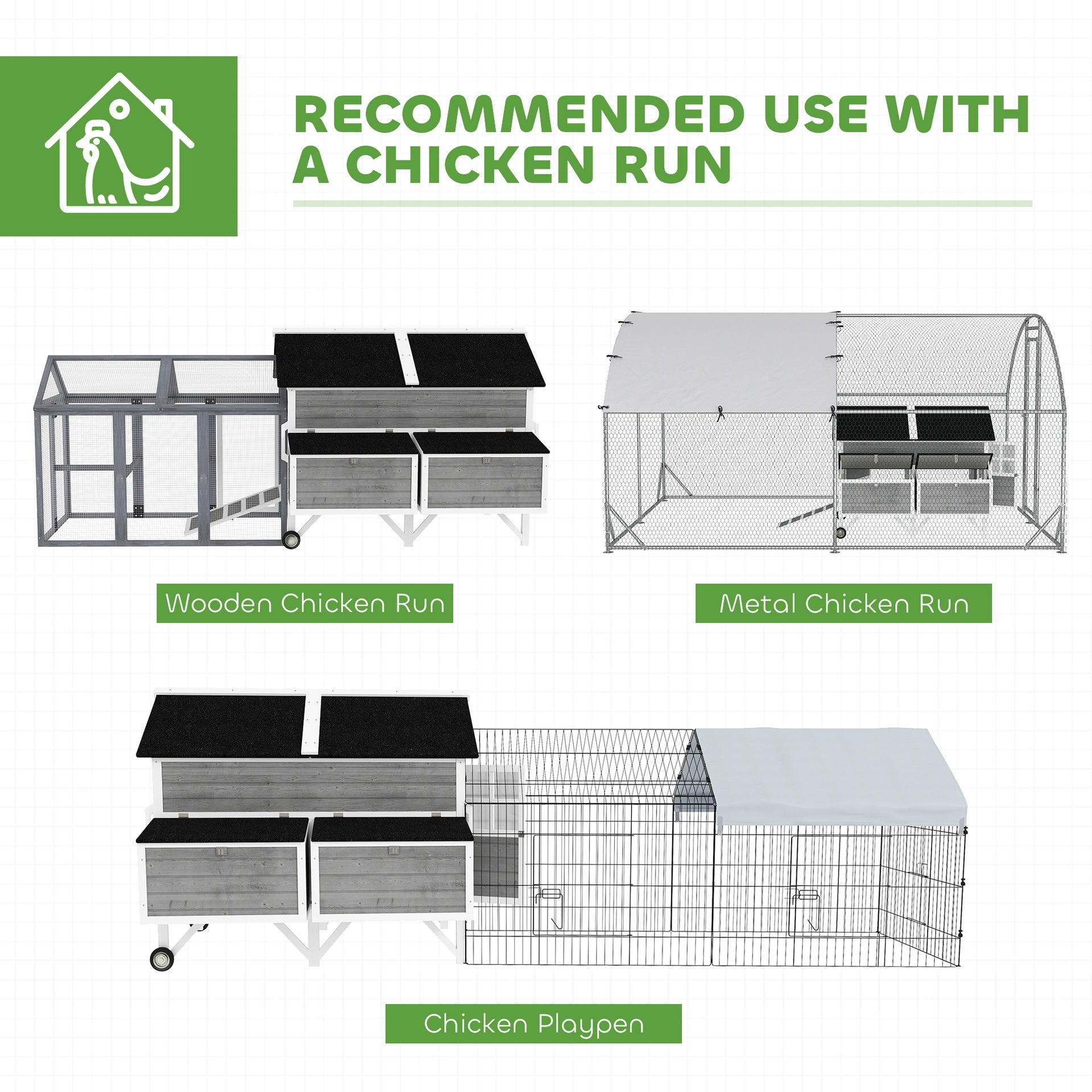 PawHut 59" Wooden Chicken Coop w/ Wheels, Handles, 2 Nesting Boxes, 2 Trays, 4 Perches, Chicken Tractor for 4-6 Chickens, Gray