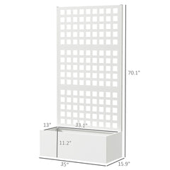 Outsunny Galvanized Raised Garden Bed Planter Box with Trellis for Climbing Plants, Vegetable, Vines, 35" x 16" x 70", White