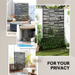 Outsunny 78" H x 48" W Metal Outdoor Privacy Screen, Freestanding Decorative Privacy Fence Screen for Balcony, Black