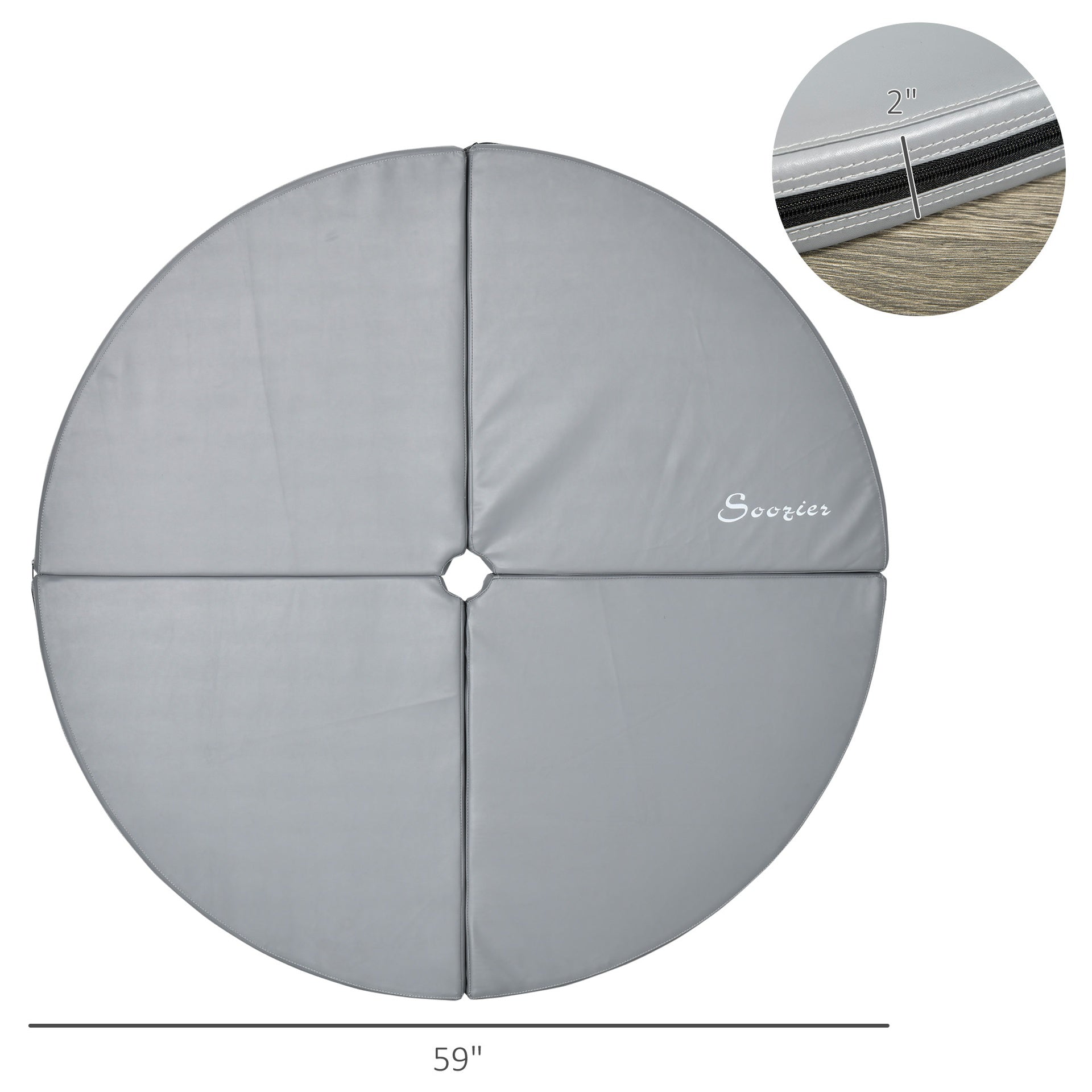 Soozier Pole Dance Mat, 2"T x 5'W Folding Pole Crash Mat for Home, Lightweight and Foldable, Gray