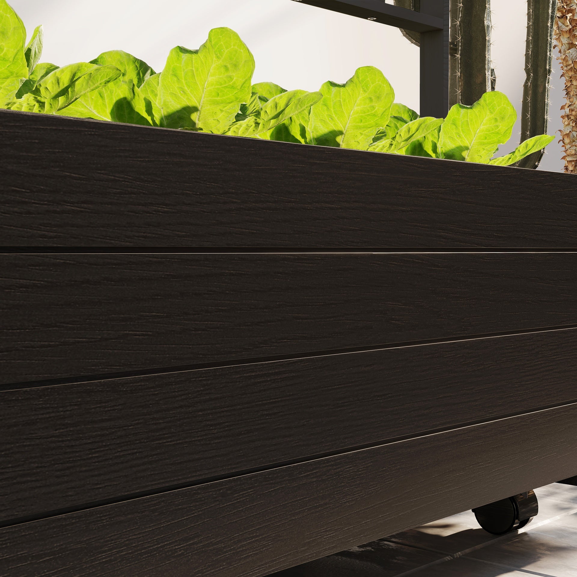 Outsunny Raised Garden Bed with Trellis and Wheels, Outdoor Planter Wooden Elevated Garden Bed for Garden, Patio, Balcony