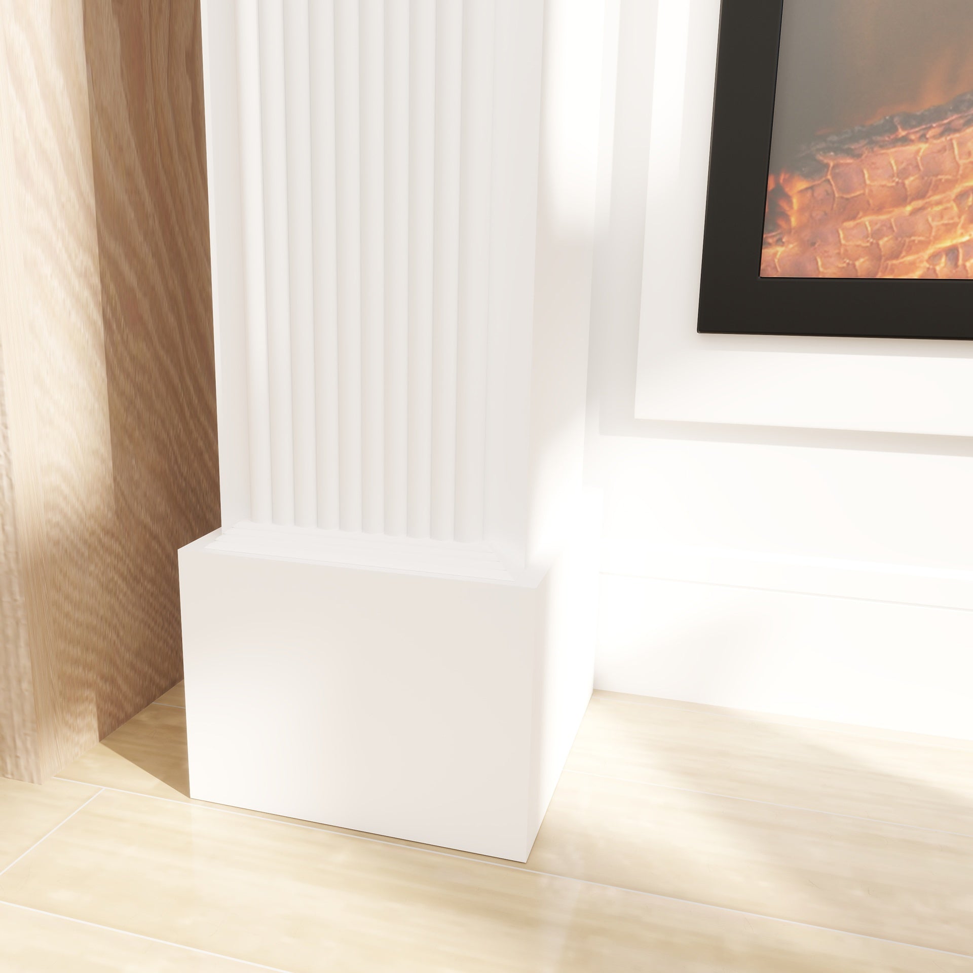 HOMCOM Baroque Fireplace Mantle, Freestanding Fireplace Surround for Electric Fireplaces, 43.3" W x 42.8" H, White
