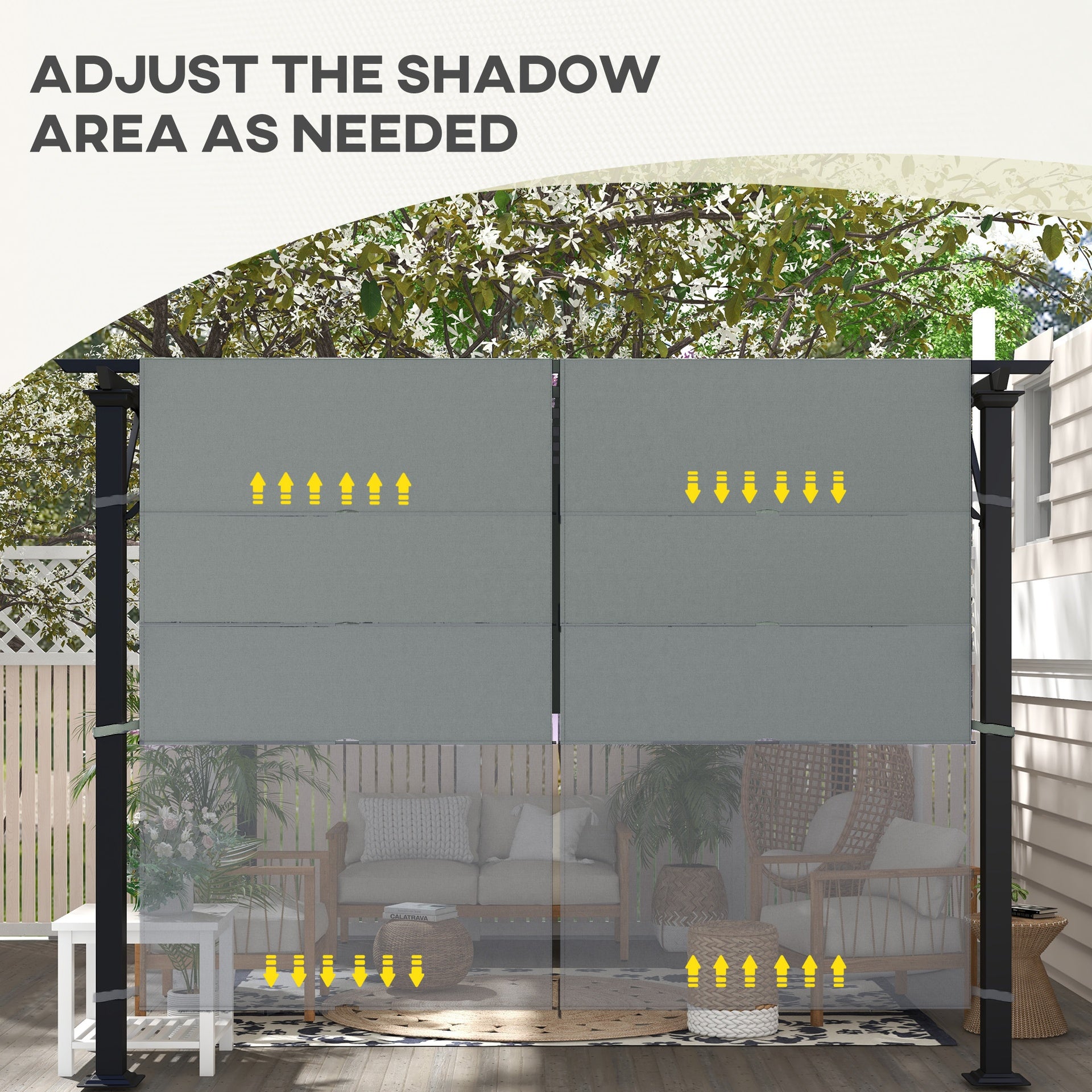 Outsunny 2 Pcs Pergola Replacement Canopy, UV Protection Pergola Shade Cover, Easy to Install, for 10 x 10ft Pergola, Dark Gray