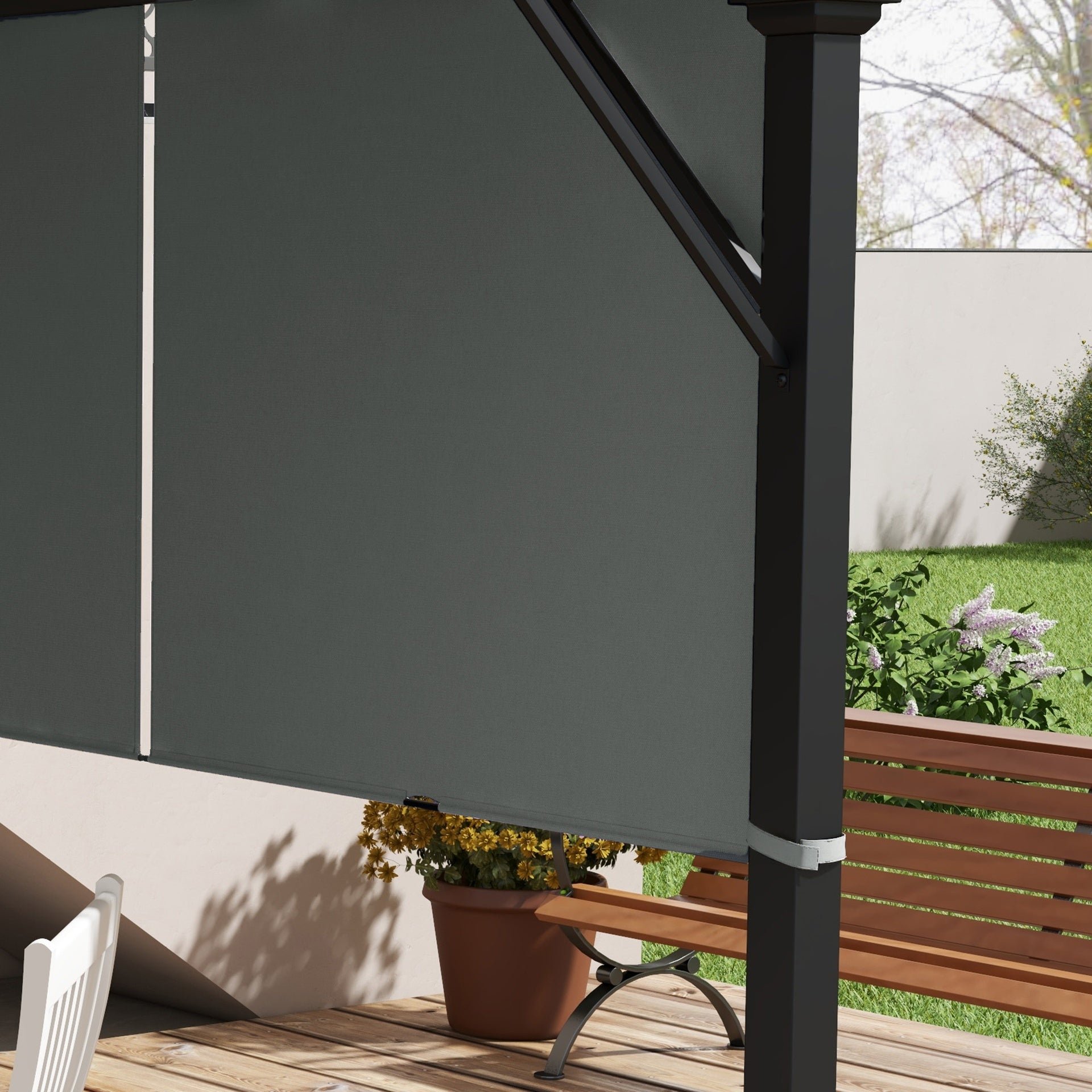 Outsunny 2 Pcs Pergola Replacement Canopy, UV Protection Pergola Shade Cover, Easy to Install, for 10 x 10ft Pergola, Dark Gray