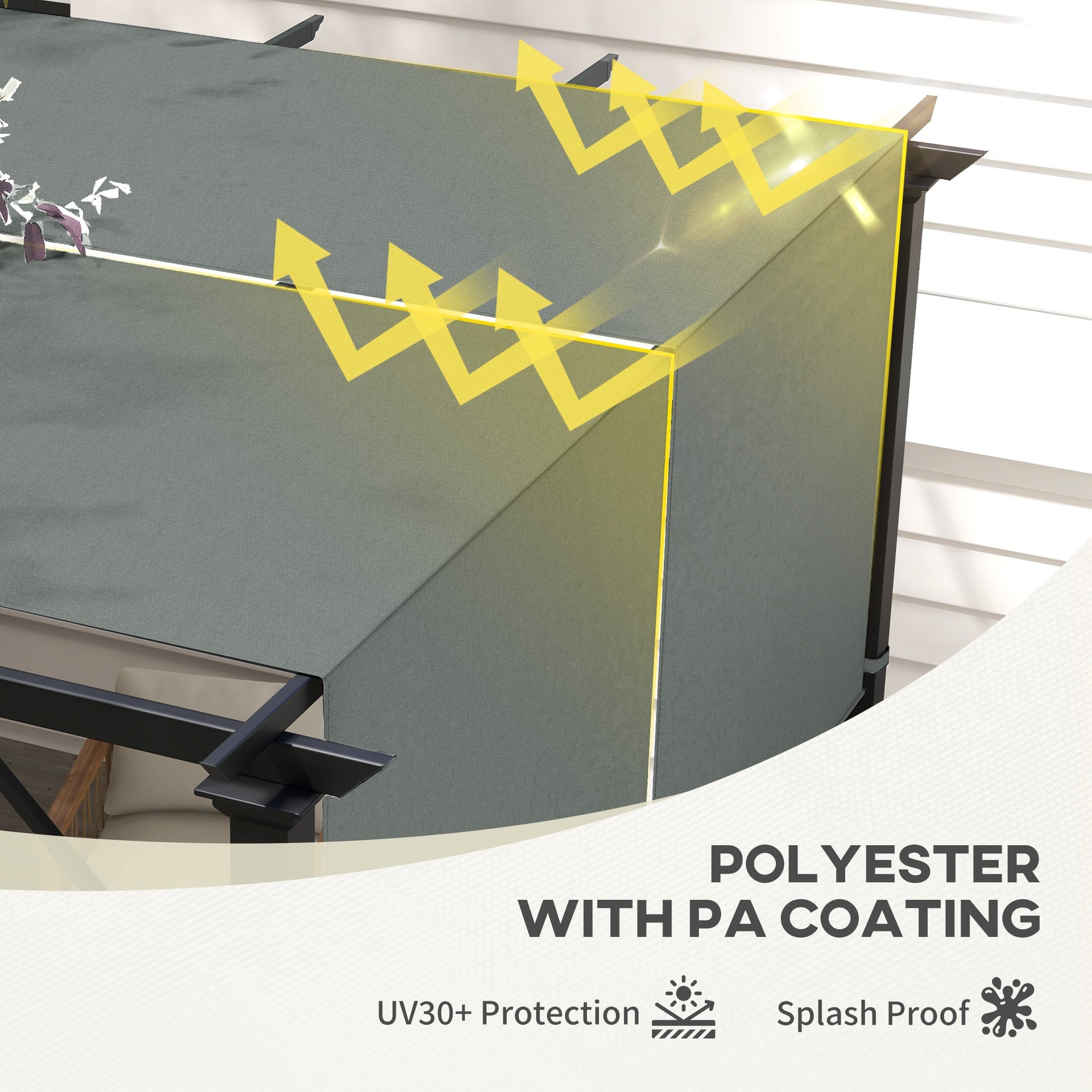 Outsunny 2 Pcs Pergola Replacement Canopy, UV Protection Pergola Shade Cover, Easy to Install, for 10 x 10ft Pergola, Dark Gray