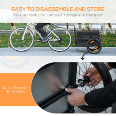 Aosom Trailer for Bike, Bicycle Cargo Trailer with Removable Storage Box, Galvanized Bottom