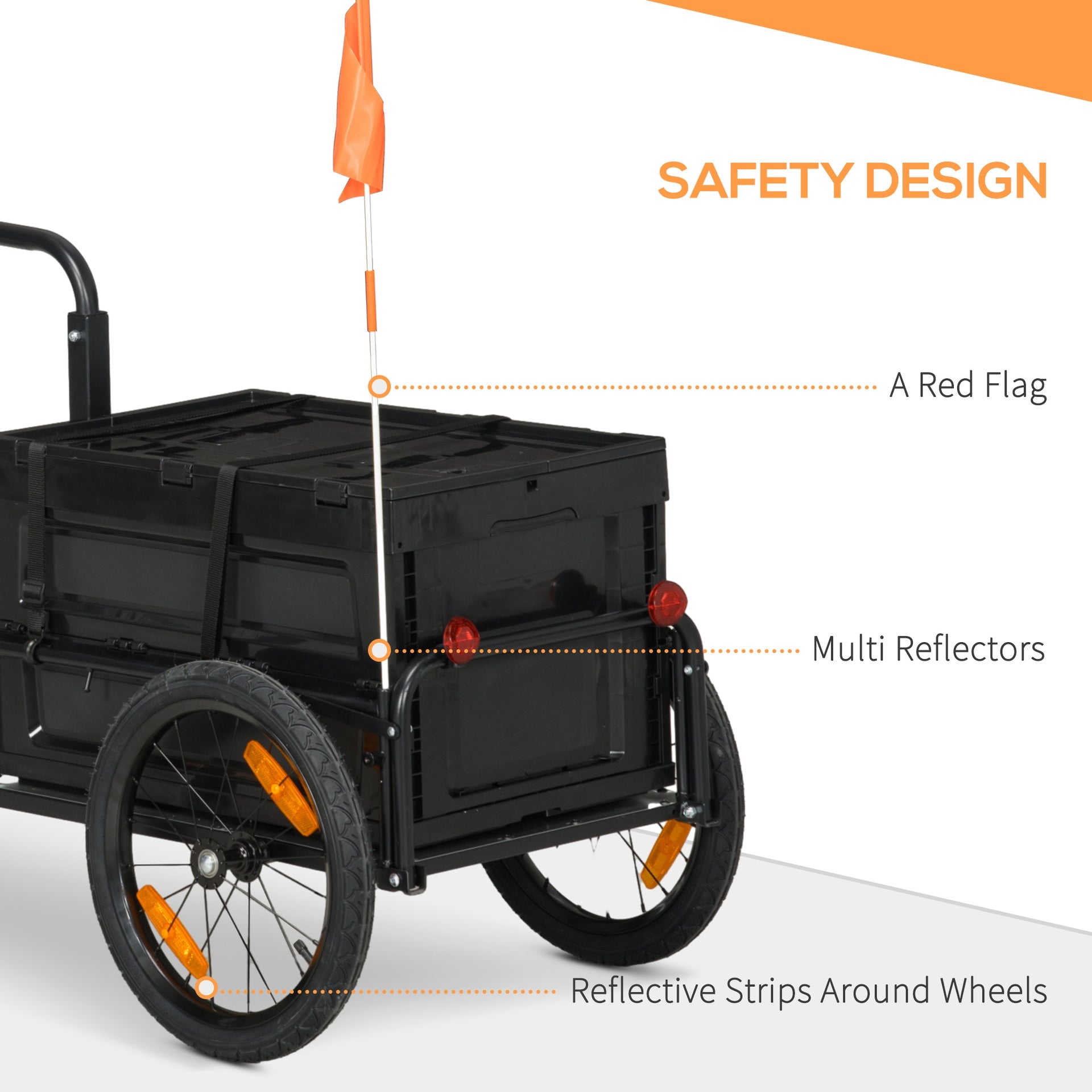 Aosom Trailer for Bike, Bicycle Cargo Trailer with Removable Storage Box, Galvanized Bottom