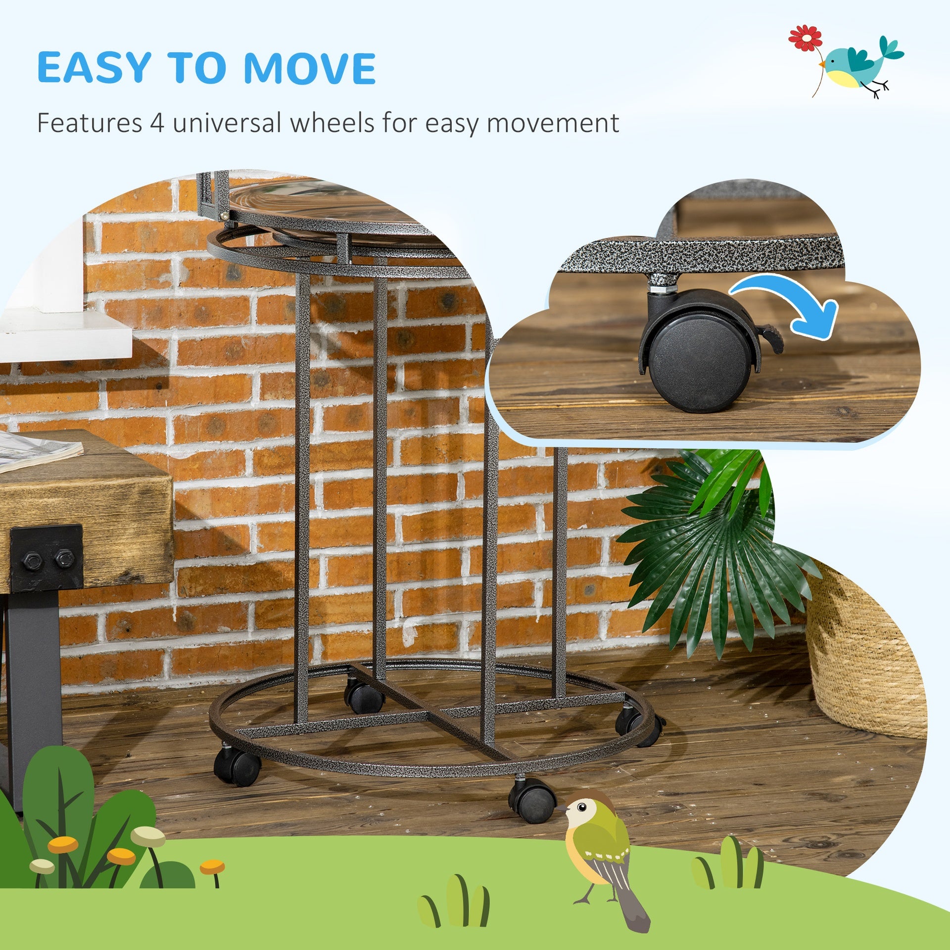 PawHut Parrot Stand Large Bird Perch Stand with Toy Hook & 3 Ladders, Parrot Perch, Bird Wooden Stand, Gray