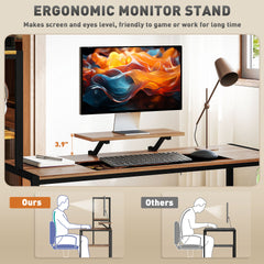 HOMCOM Computer Desk, 67" CPU Desk with Monitor Stand, Reversible 4-Tier Shelf, Industrial Writing Desk for Study Room, Brown