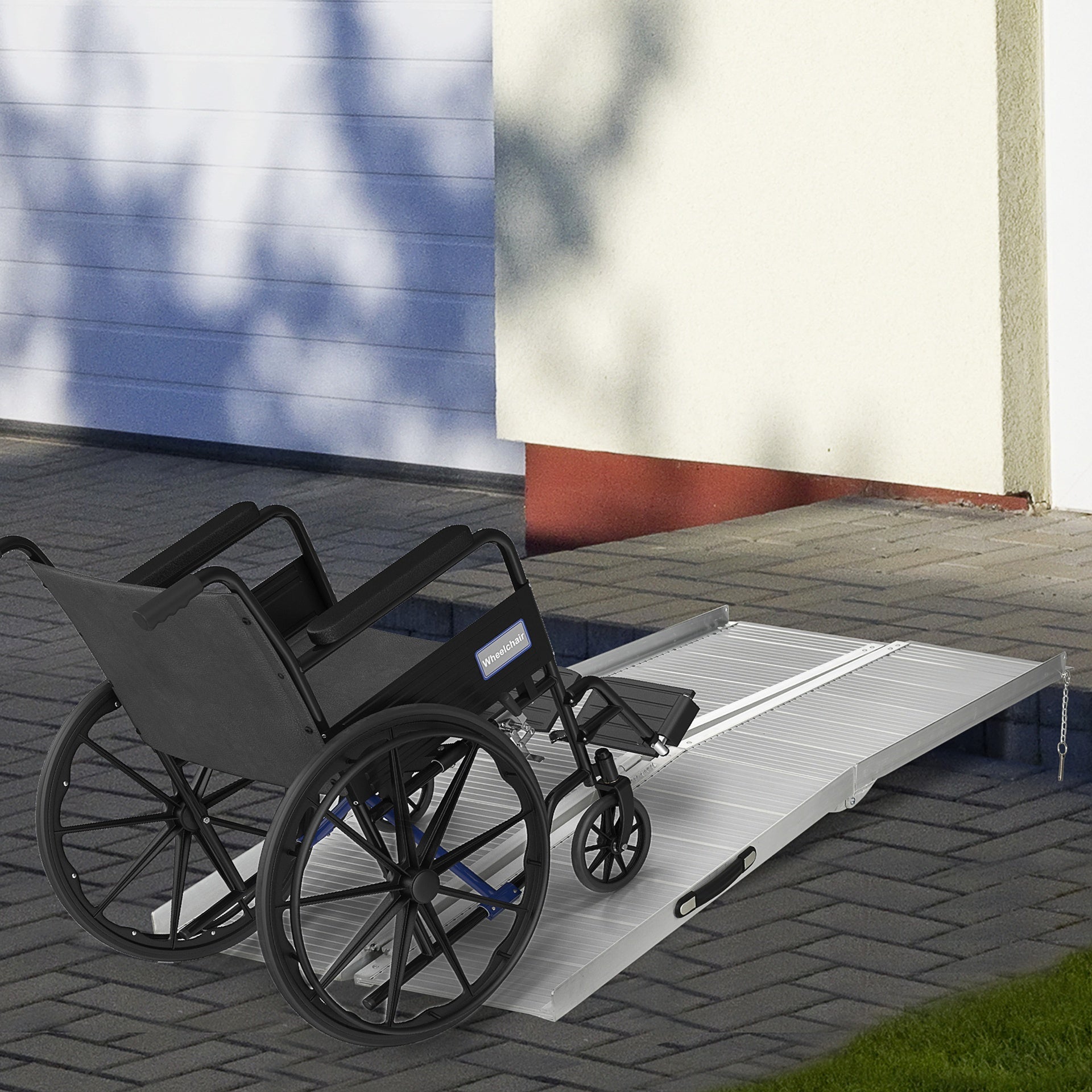 HOMCOM Textured Aluminum Folding Wheelchair Ramp, 6'
